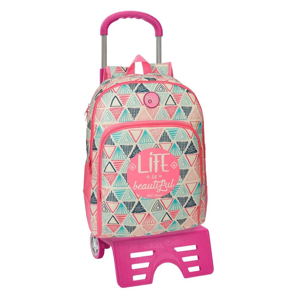 Roll Road Life Double compartment School Backpack with trolley Multicoloured 33x44x13,5 cms Polyester 19.6L