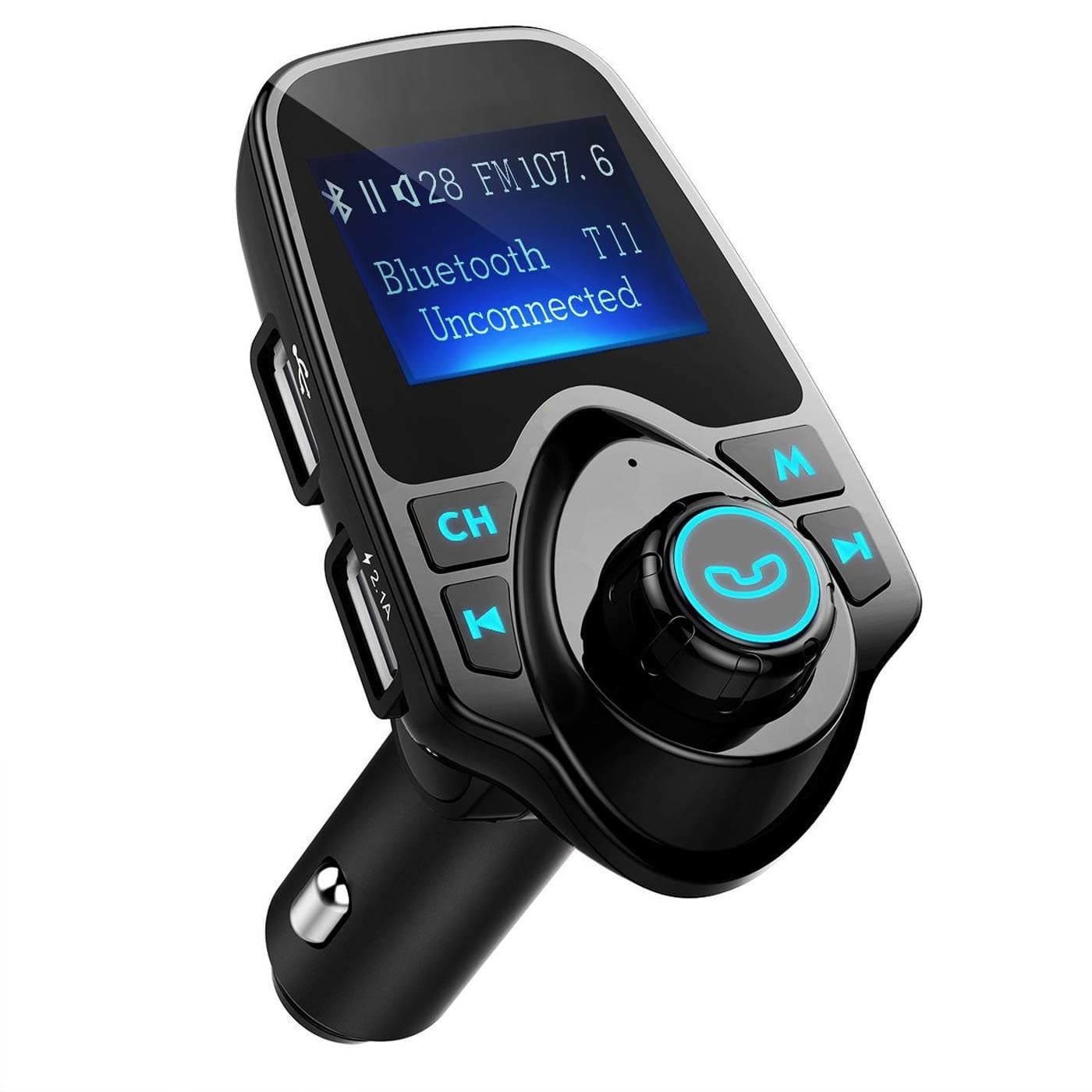 Curiocity Foldable Bluetooth Radio Transmitter Handsfree Adapter Car Kit With 1.44"Lcd Display, Power Off Switch