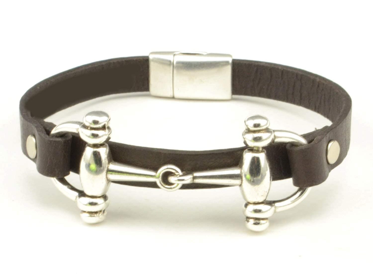 snaffle bit leather bracelet