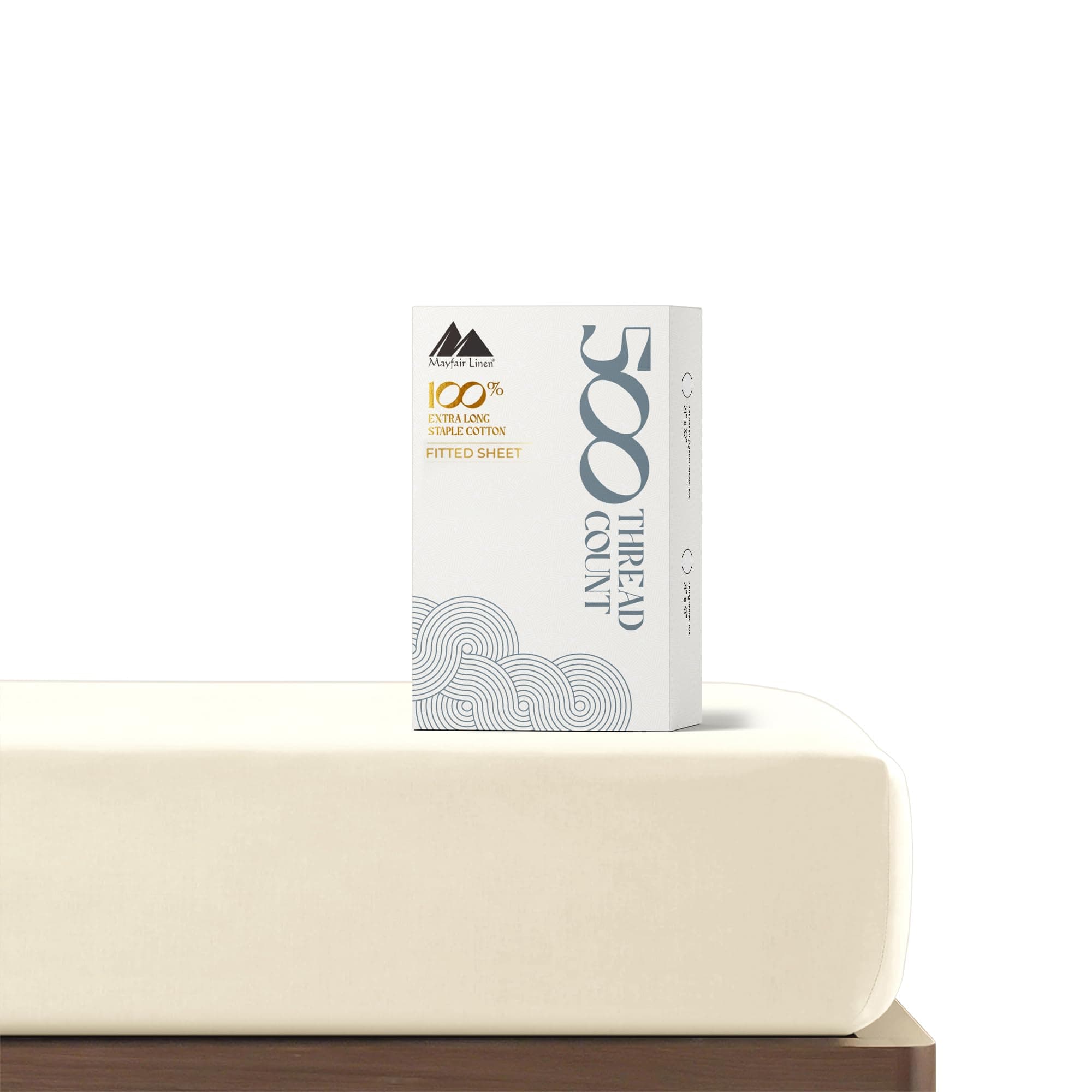 Mayfair Linen100% Cotton Full Size Fitted Sheet Only - 500 Thread Count 16" Deep Pocket Full Size Fitted Sheet, Soft Cooling Durable Sateen Weave No Pop-Off Elastic Bottom Sheet for Adults - Ivory