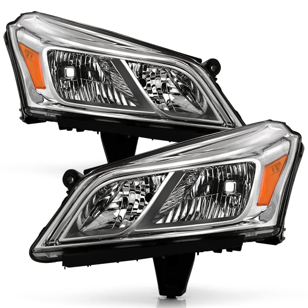 For 2013 2014 2015 2016 2017 Chevy Traverse Chrome Housing Factory OE Style Headlights Headlamps Set Left+Right