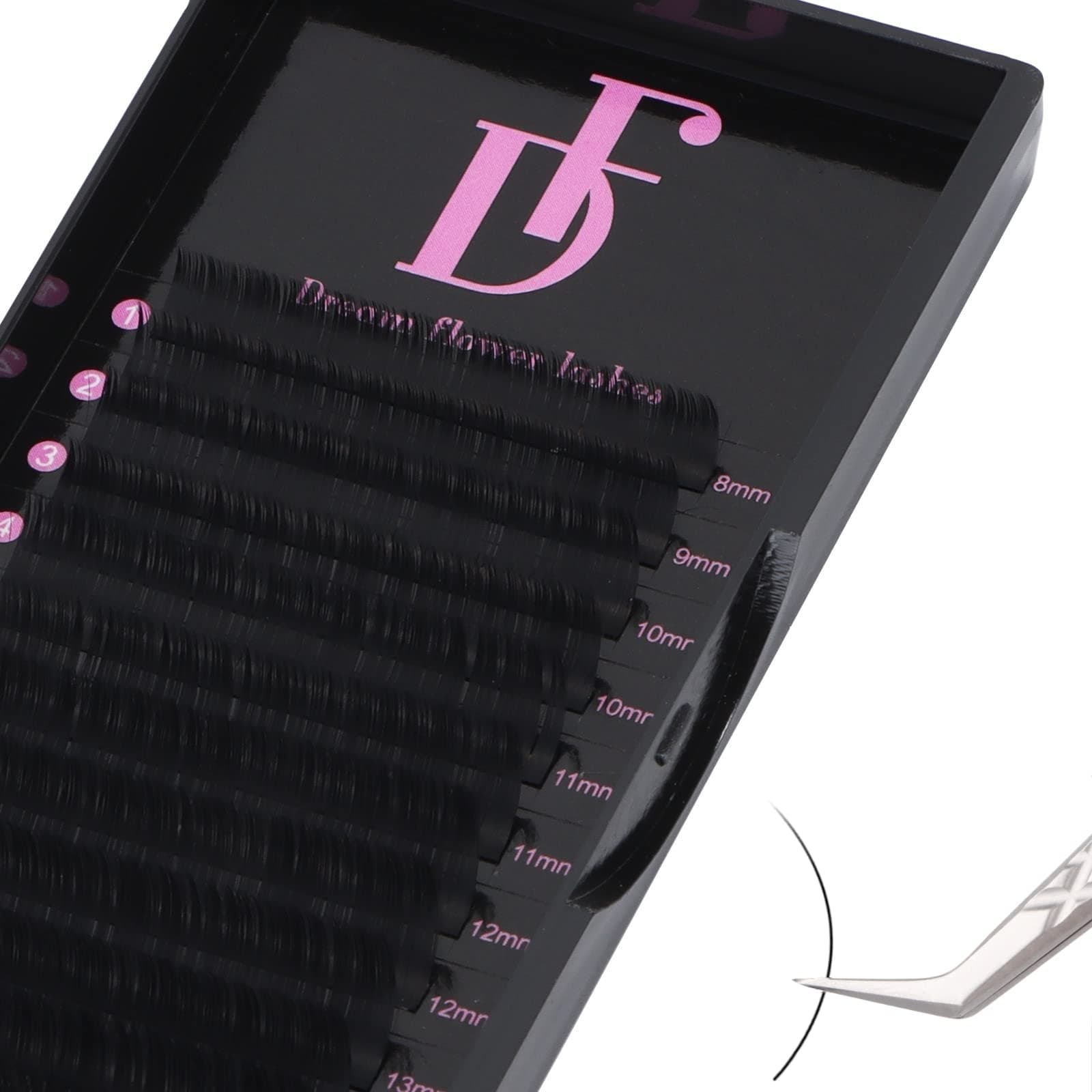 DF Eyelash Extension Classic Volume Lash Extensions 0.05 C Curl 8-15mm Mixed Tray Individual Lash Extensions Single Eyelashes Soft Matte Black Volume Lashes Extension Professional Salon Use