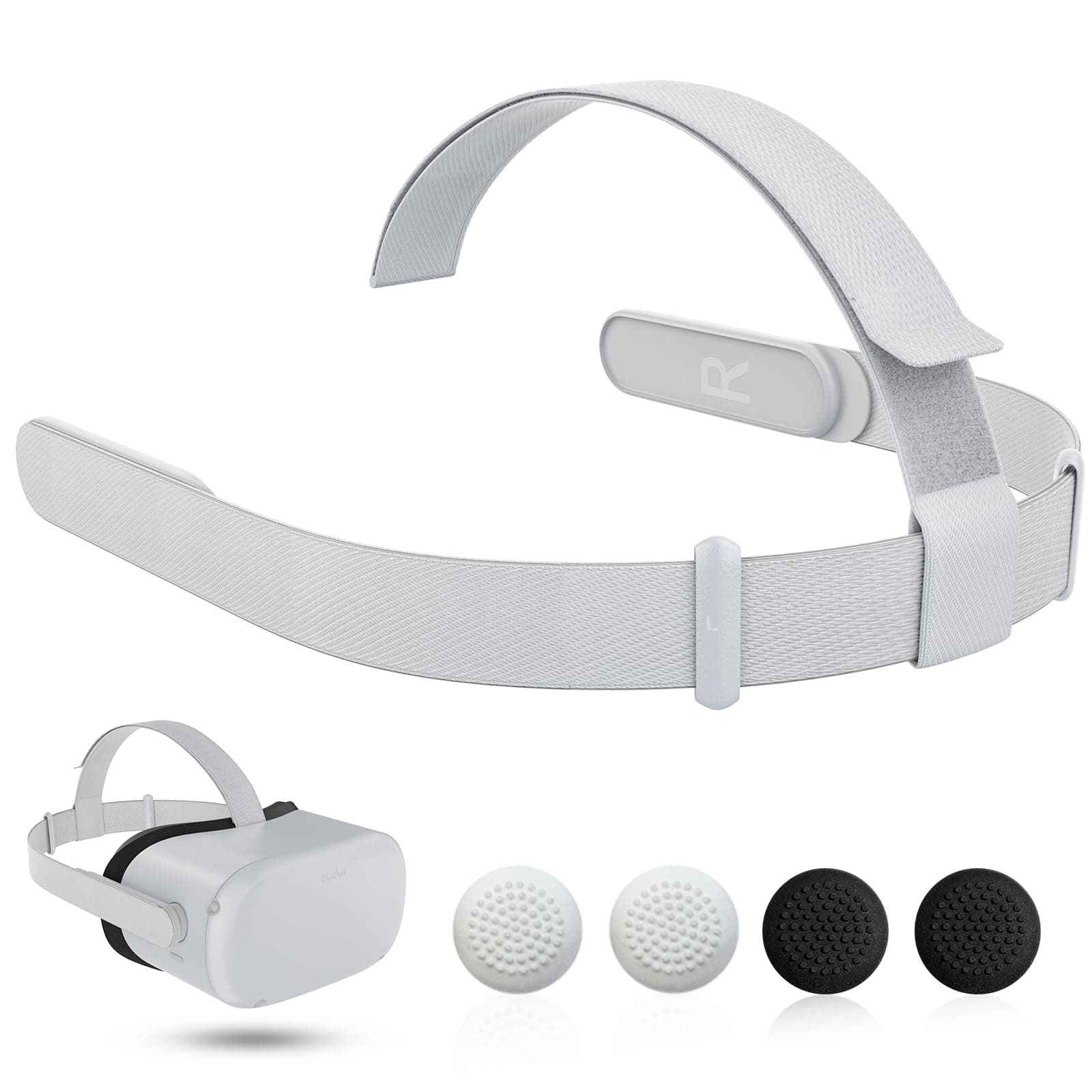 Headstrap for 2 Headset, Replacement Head Straps for Oculus Quest 2 VR Headsets with 4 Pcs Controller Joystick Thumb Grip Caps