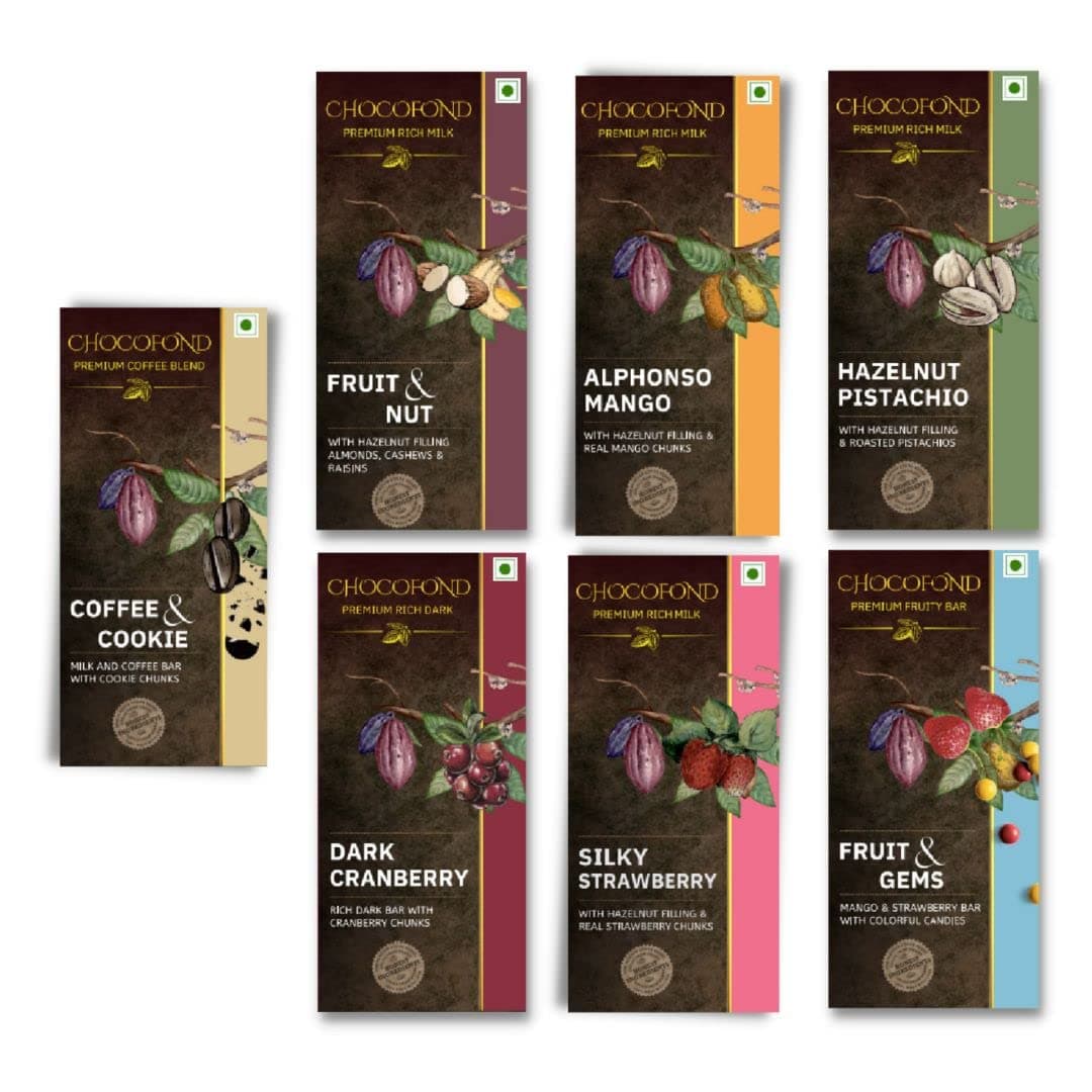 Assorted Chocolate Bars - Pack of 7 Different Flavours