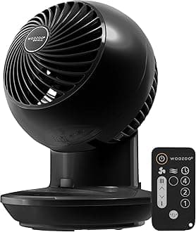 Woozoo IRIS USA Desk Fan with Remote, Oscillating Table Air Circulator, 3 Speeds, 52ft Max Air Distance, Adjustable Tilt, Low Noise Motor, Small Fan for Bedroom, Office, Dorm, Black