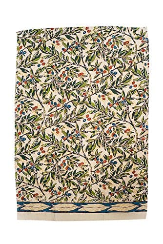 Olive Hand Printed Cotton Tea Towel, 2 Pieces