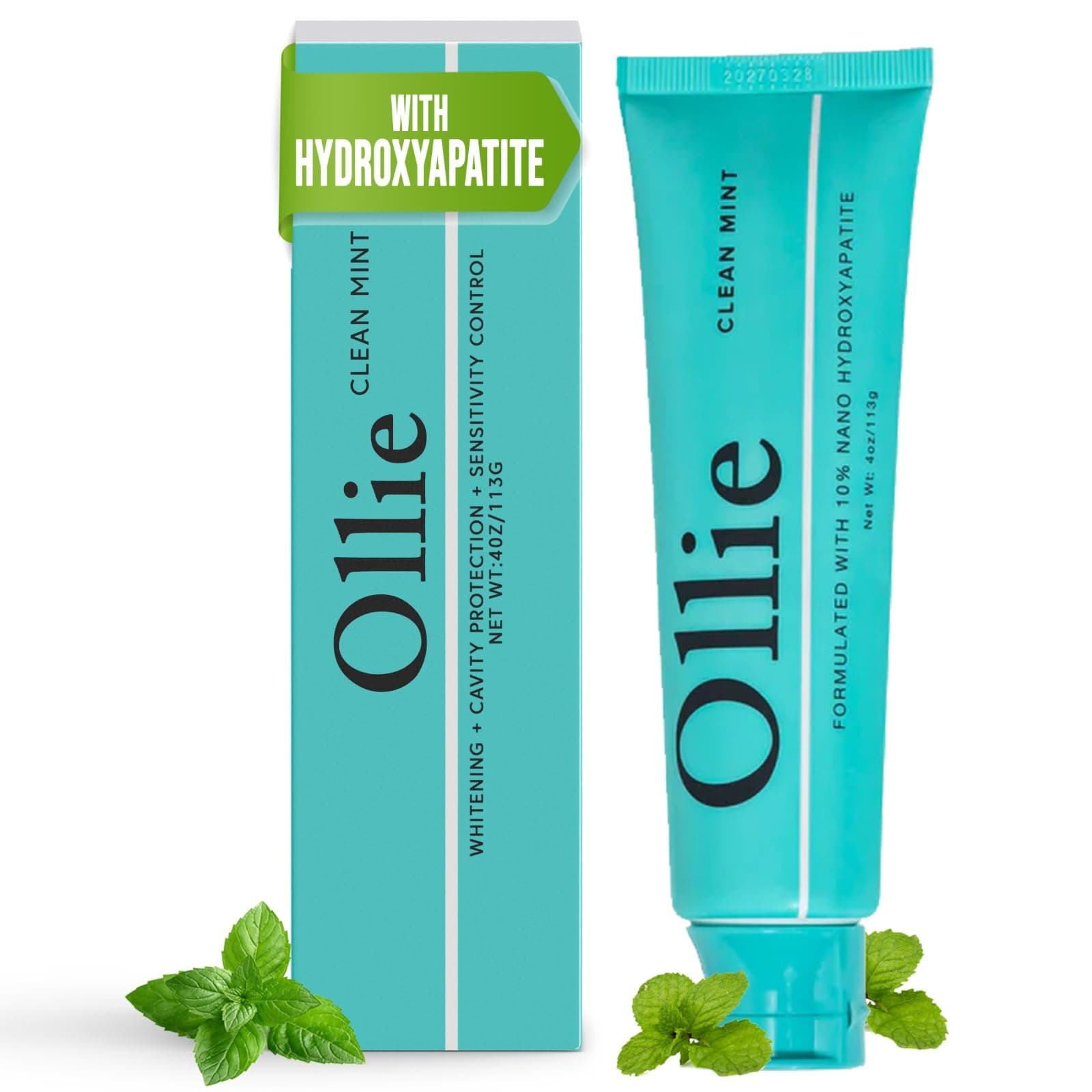 Clean Mint Nano Hydroxyapatite Toothpaste for Teeth Whitening, 10% Hydroxyapatite Formula, 4oz