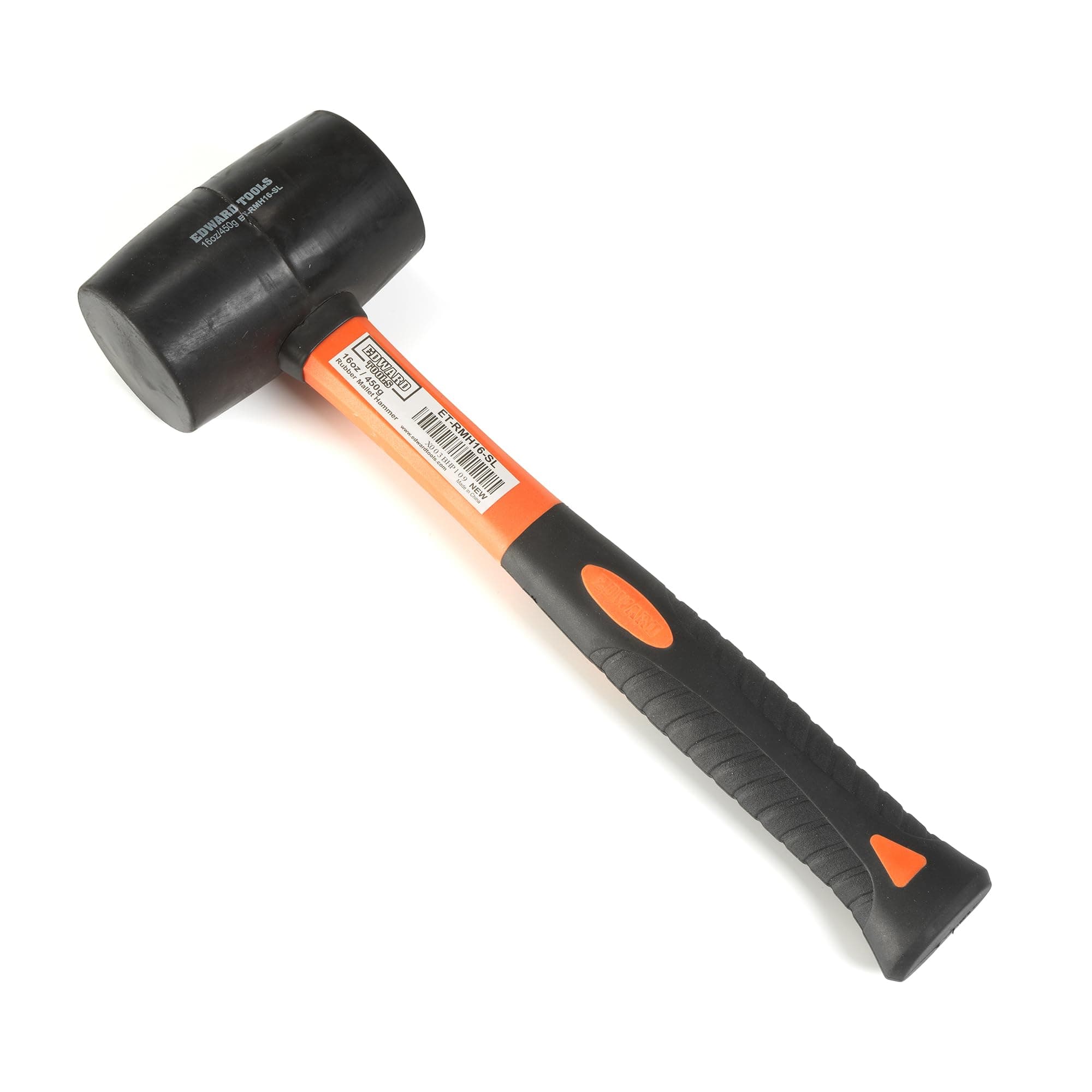 Edward Tools Rubber Mallet Hammer 16 oz - Durable Eco-friendly Rubber Hammer Head for Camping, Flooring, Tent Stakes, Woodworking, Soft Blow Tasks without Damage - Ergonomic Grip Handle