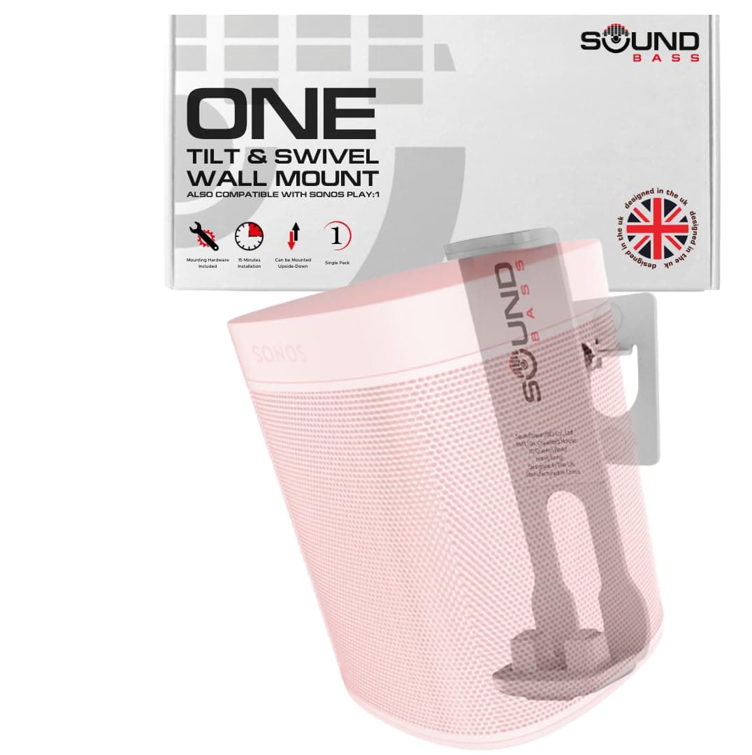 - ONE, ONE Gen 2, ONE SL, Play:1 Wall Mount Bracket, White, Single, Compatible with Sonos ONE, ONE Gen 2, ONE SL & Play 1