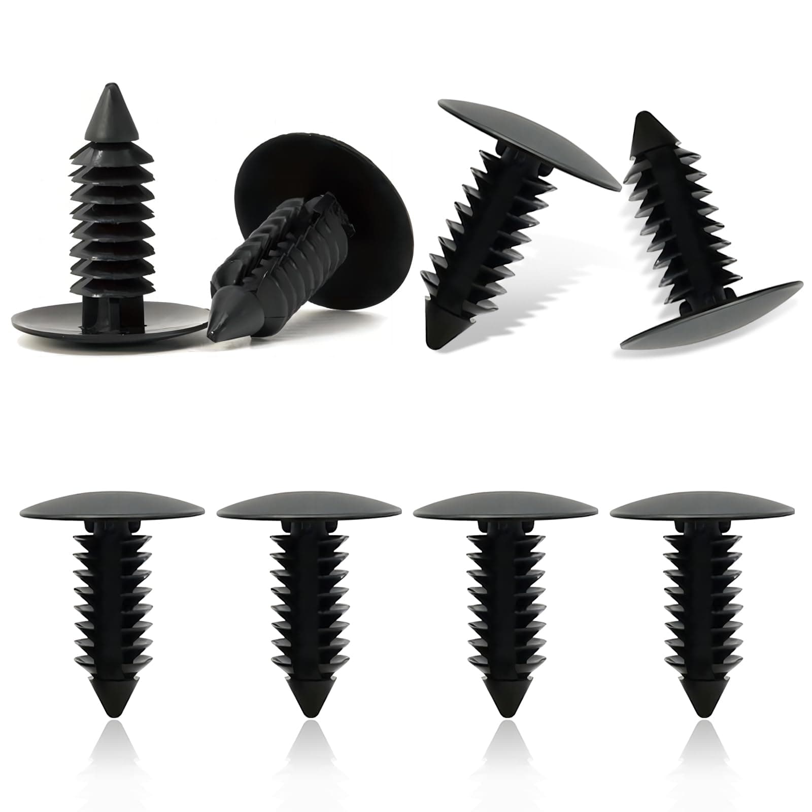 8 PCS Car Bumper Plug, PA66 Injection Molded Tree-Shaped License Plate Hole Cover Clip Fixed Fastening Buckle, Modification Replacement Accessories, Compatible with Most Car Models (Black)