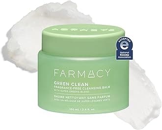 Farmacy Sensitive Skin Makeup Remover Cleansing Balm - Green Clean Waterproof Makeup Remover Balm + Oil Cleanser for Face - Melts Make Up + SPF - Hydrates + Softens Skin - Fragrance Free (100ml)