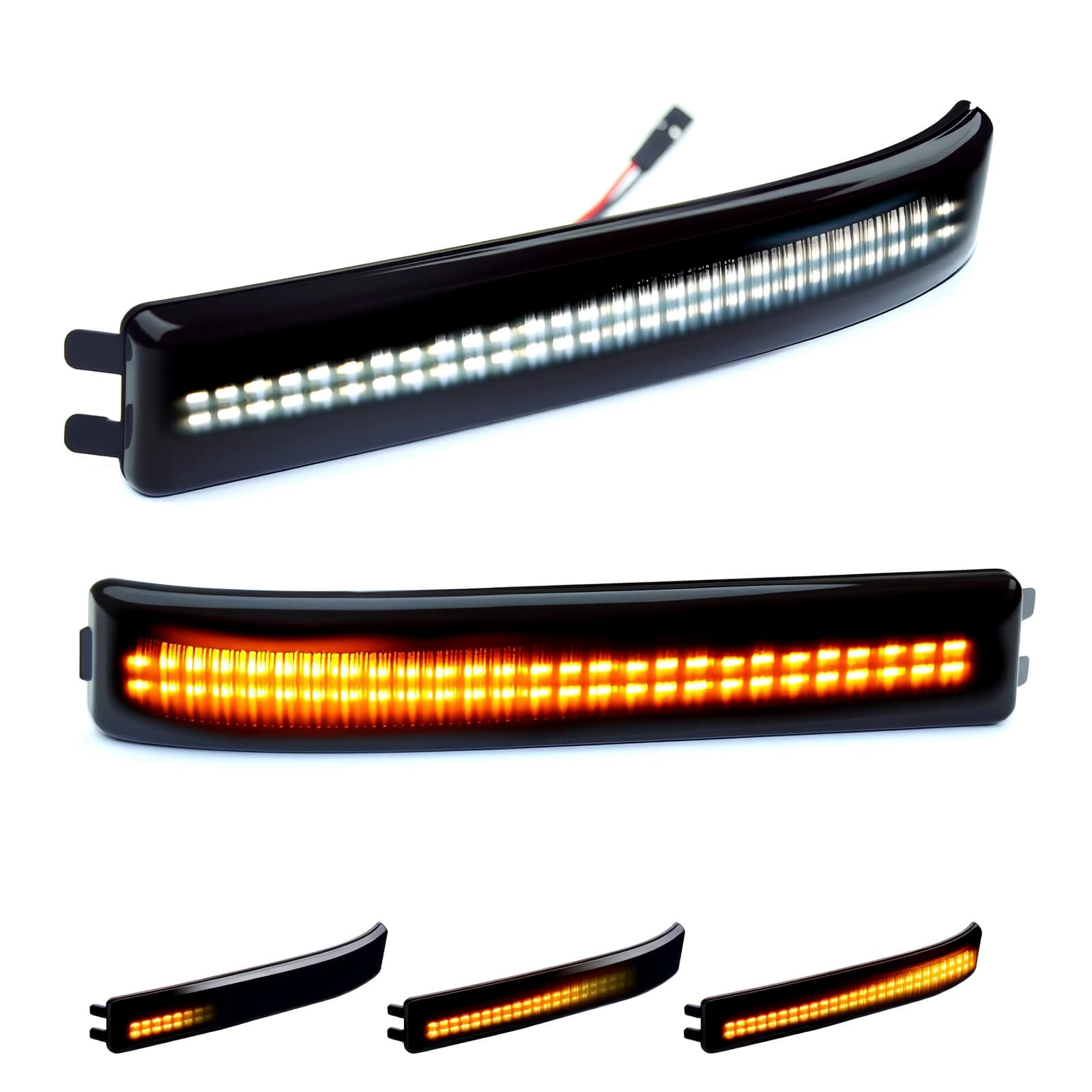 D-Lumina Sequential Switchback Side Mirror Reflector Turn Signal Lights Smoked Lens Compatible with 2009-2014 Fo-rd F150 and Raptor SVT, LED Mirror Marker Light White & Amber