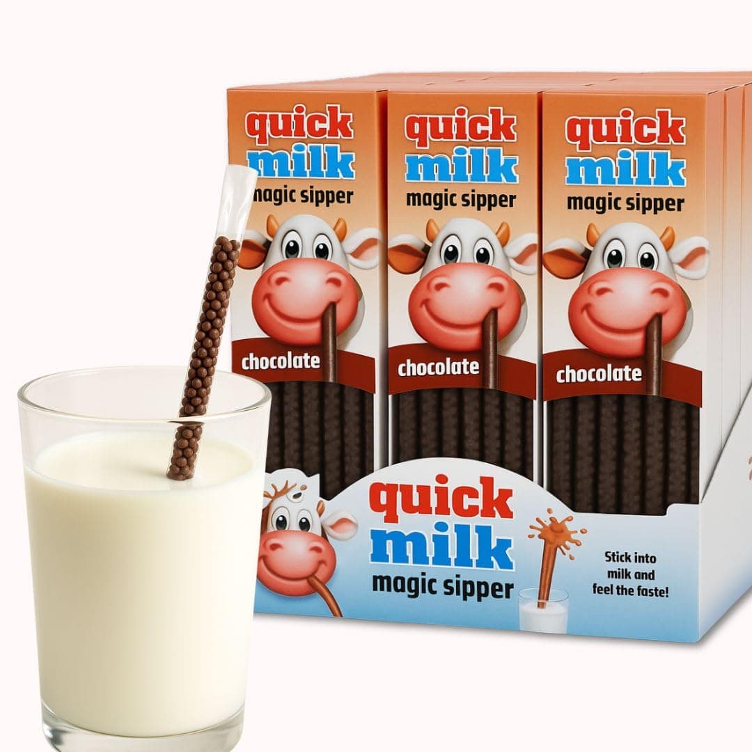 Quick Milk Magic Sipper Straws Chocolate Flavour 39 Pack | Flavoured Milk Straws for Kids | Chocolate Milkshake Straws | 3 x 13 Quick Milk Straws | Fun Drinking Straw for Milk
