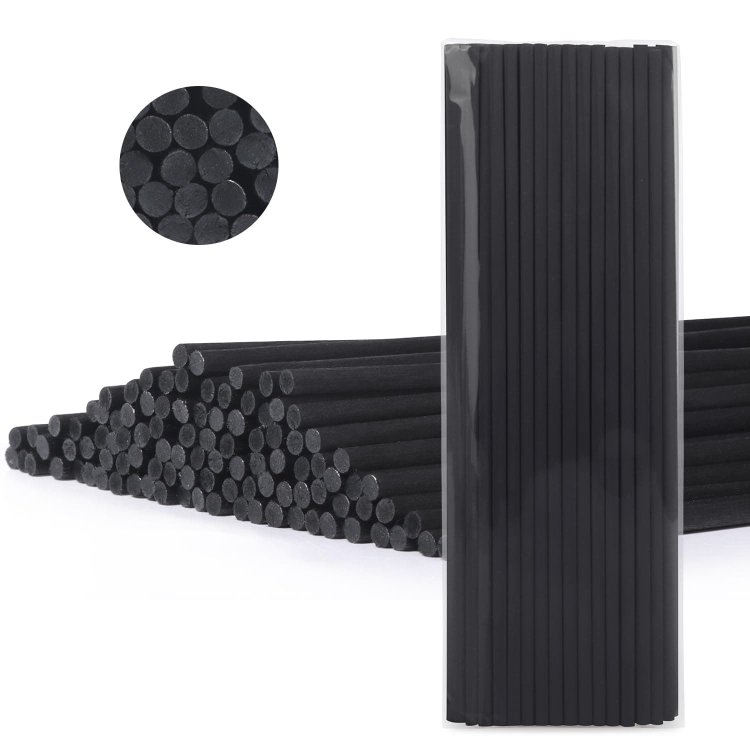 L'odeur Vill 100PCS Reed Diffuser Sticks, 3.5mm * 10 Inch(25cm) Sticks Essential Oil Aroma Diffuser Sticks Refill Replacement for Aroma Fragrance(Black)