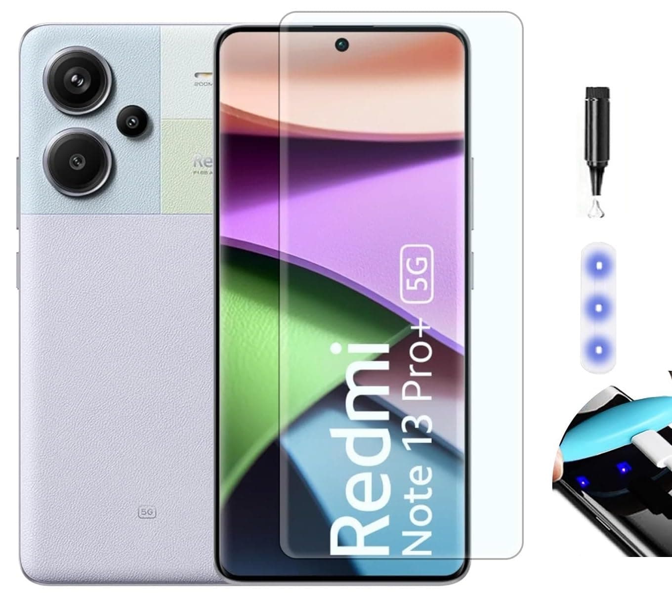 NISHTECH Advanced HD+ Curved UV Tempered Glass Full Screen Protector Designed for Redmi Note 13 Pro Plus 5G || Full Screen Coverage with Easy Installation Kit (Anti-Scratch)