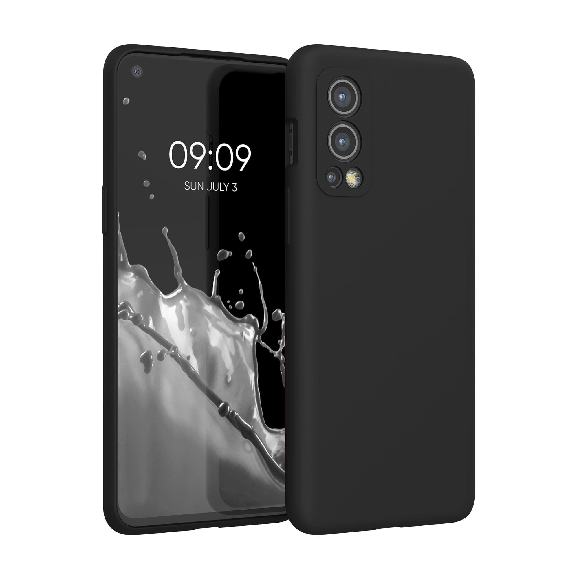 kwmobile Case for OnePlus Nord 2 5G Case - Soft Cover - Shockproof Silicone - Wireless Charging Black Matte