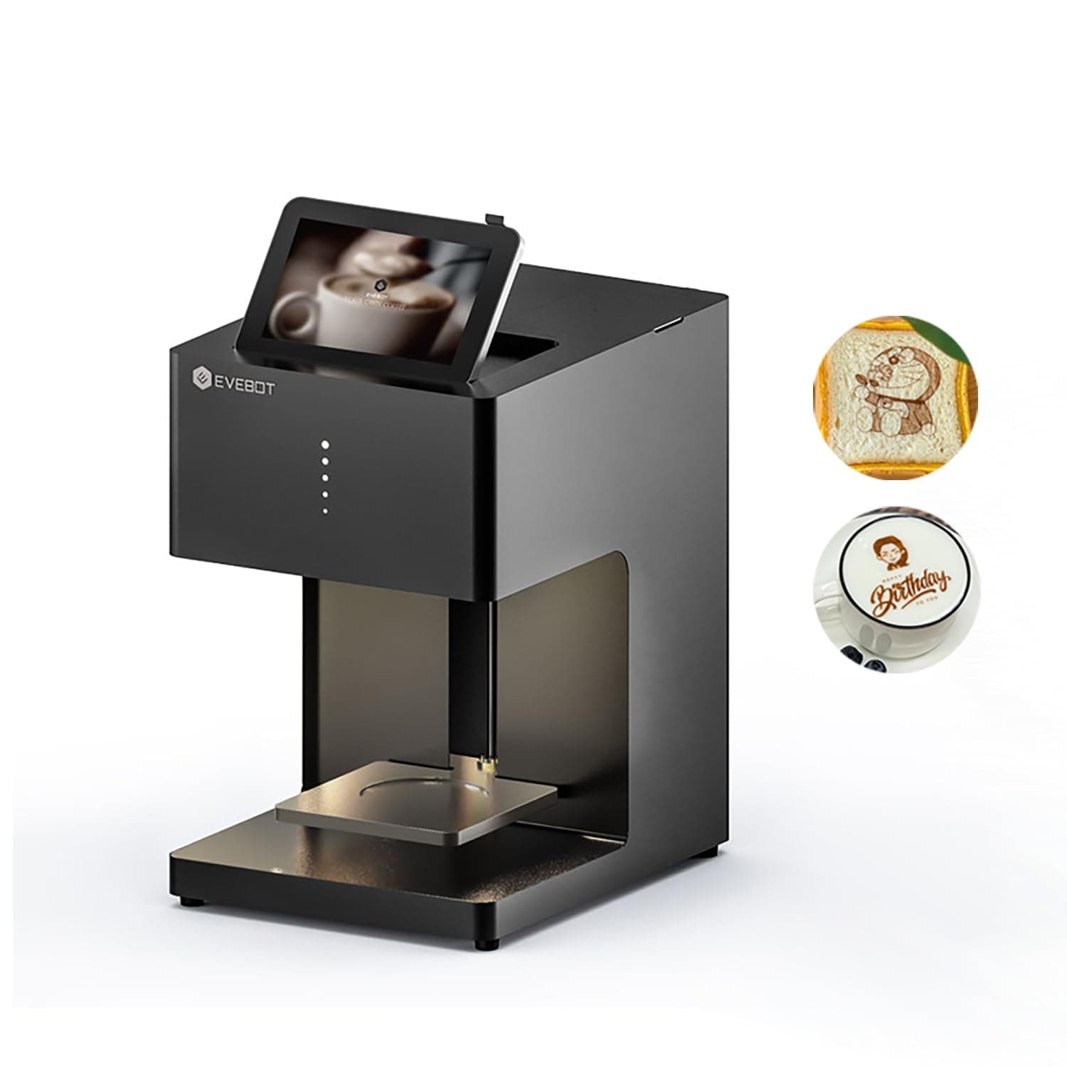 EVEBOT Coffee Latte Art Machine EB-Pro Customized Photo, Text, LOGO Printing Cake Desserts DIY Personalized Decoration for Cafes Bars Museums, Brown FancyBox - Black