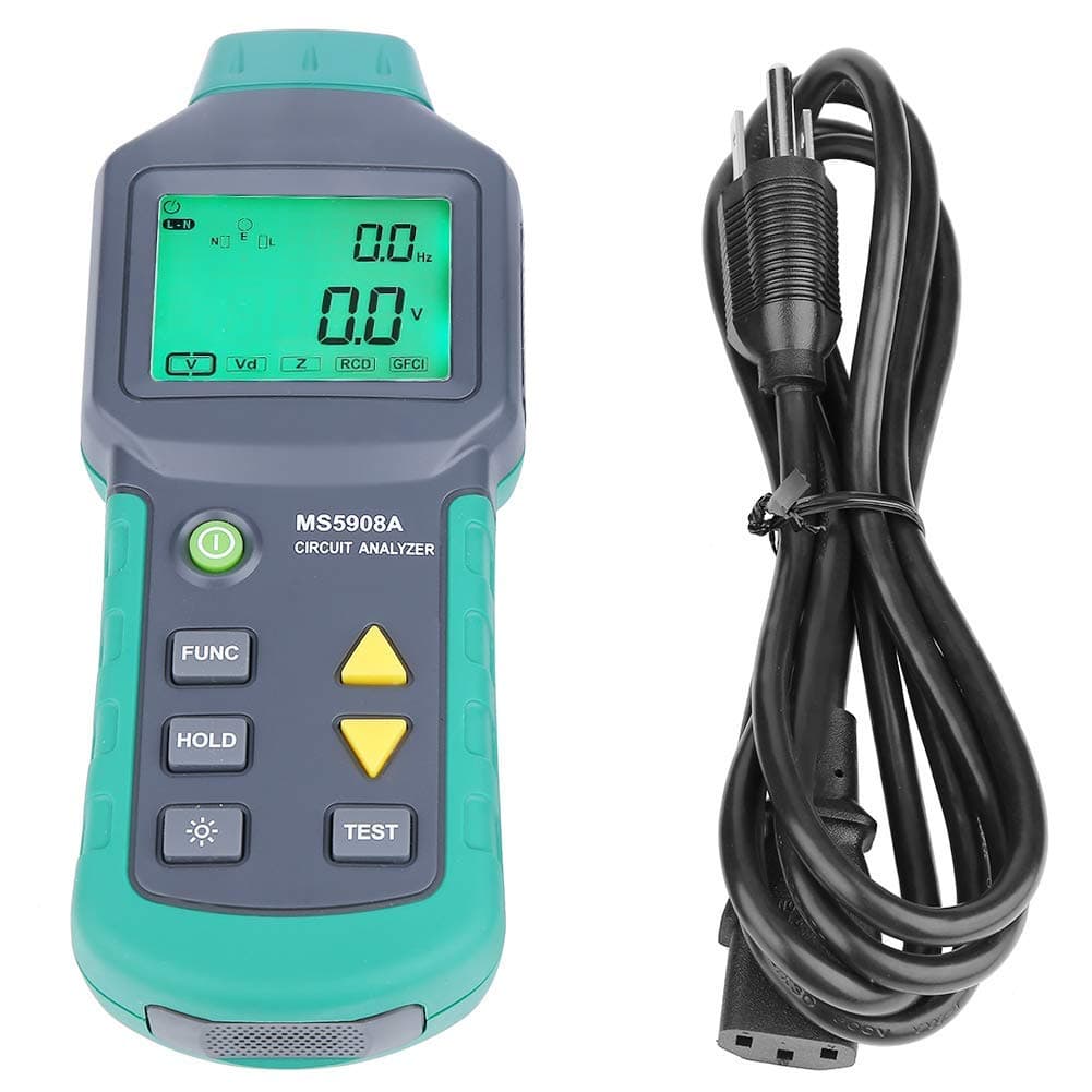 Circuit Analyzer AC100-240V RMS Circuit Analyzer Tester MS5908A LCD Circuit Analyzer, Voltage Detector GFCI RCD Fault Tester (MS5908A US Plug)