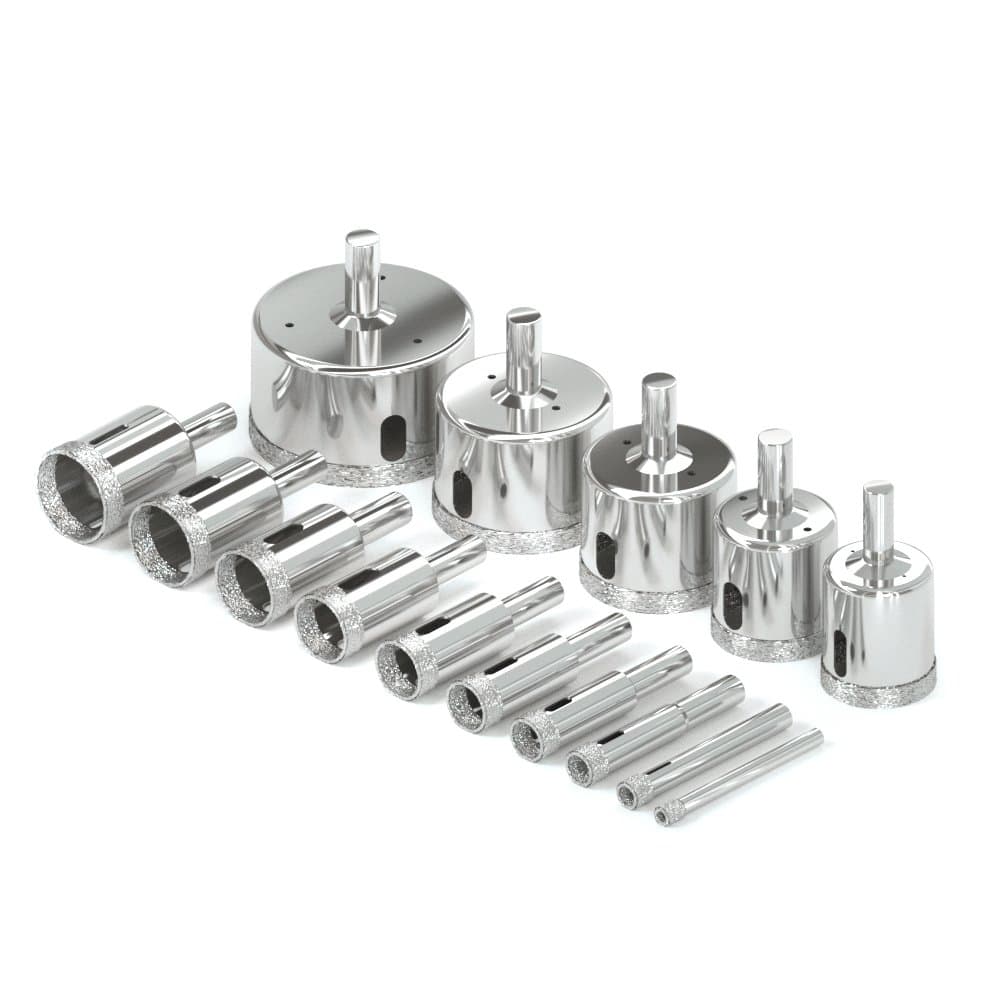 15 Pcs Diamond Drill Bits - Tile Hole Saw Set for Ceramic, Glass, Porcelain Tile Diamond Hole Saw Tile Set Glass Drill Bit