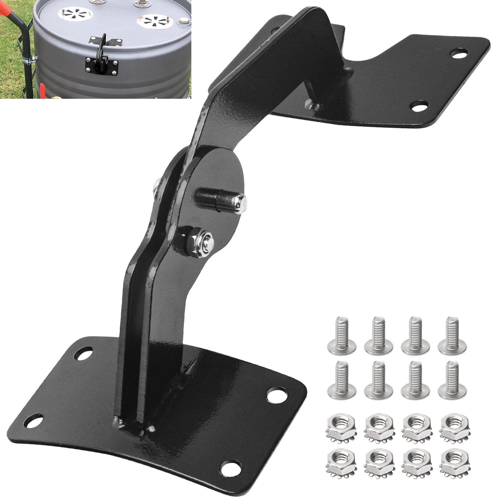 Haiouus Heavy Duty Lid Hinge with Quick Release & Hardware Compatible with UDS 55 Gallon Ugly Drum Smokers (Black)