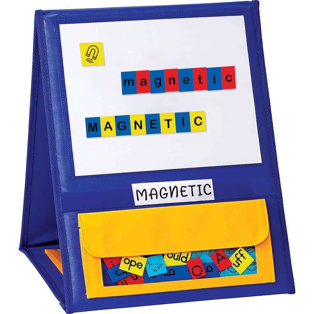Godery Magnetic Desktop Tabletop Pocket Chart Stand, Double Sided Small Pocket Chart for Classroom Home (15" X 12.5")