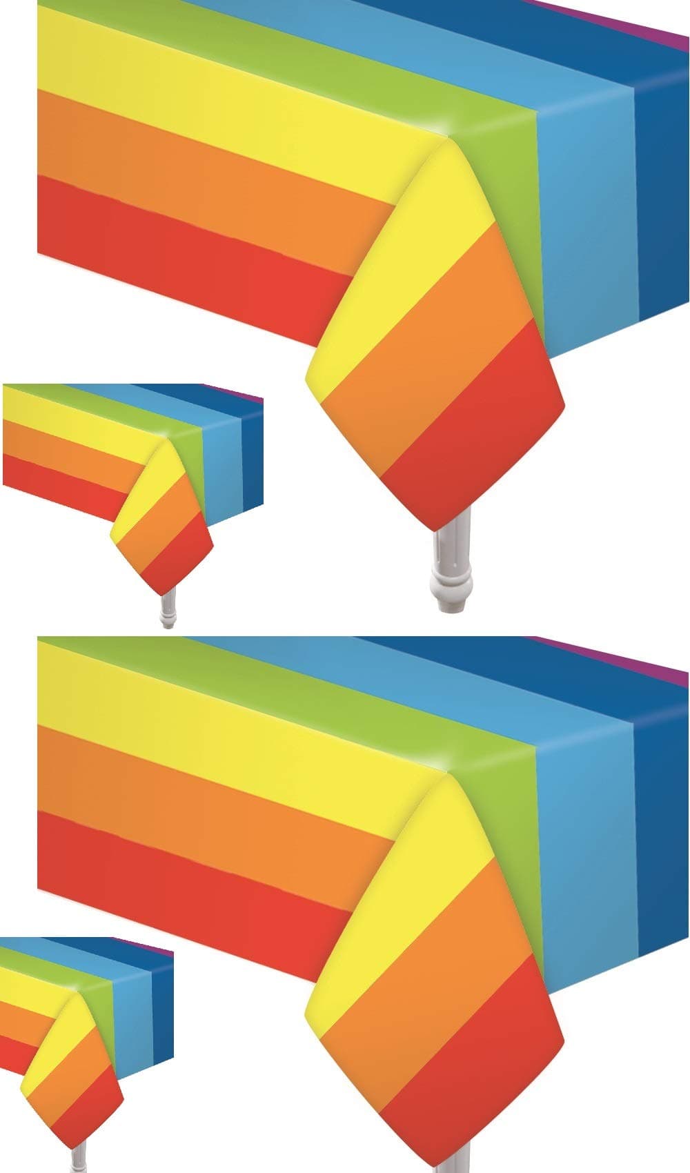 Oojami 4 Pack Rainbow Table Cover Rainbow Theme Tablecloth Party Supplies Ideal for Birthday Parties, Carnival, Baby Shower Table Cloth