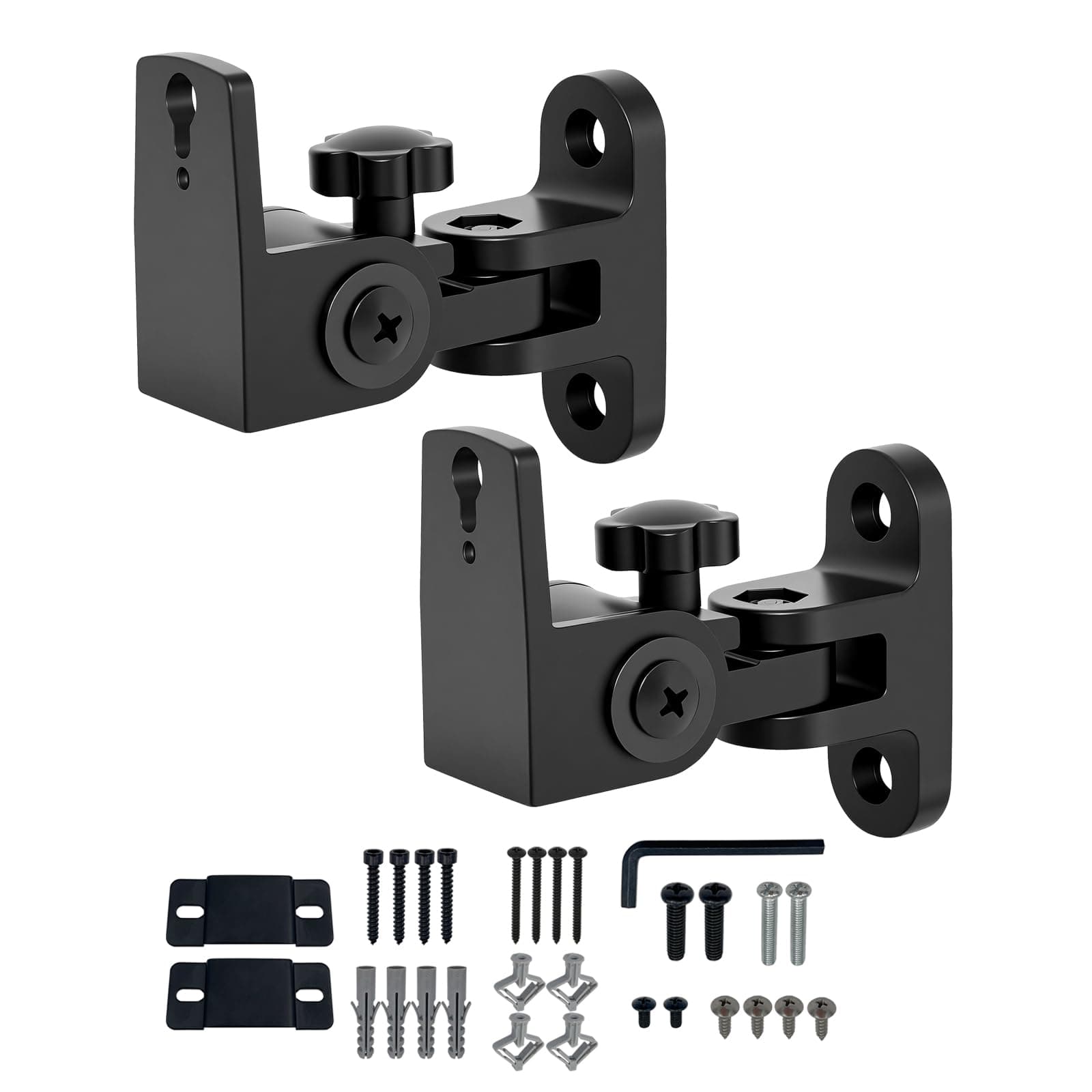 BS-218pro Universal Speaker Wall Mount for Small Speakers,Vertical 120°, Horizontal 180°Adjustment,Hold up to 30lbs,Compatible with Bose, JBL, KEF, Klipsch, Sony & Others(2 Packs Black)