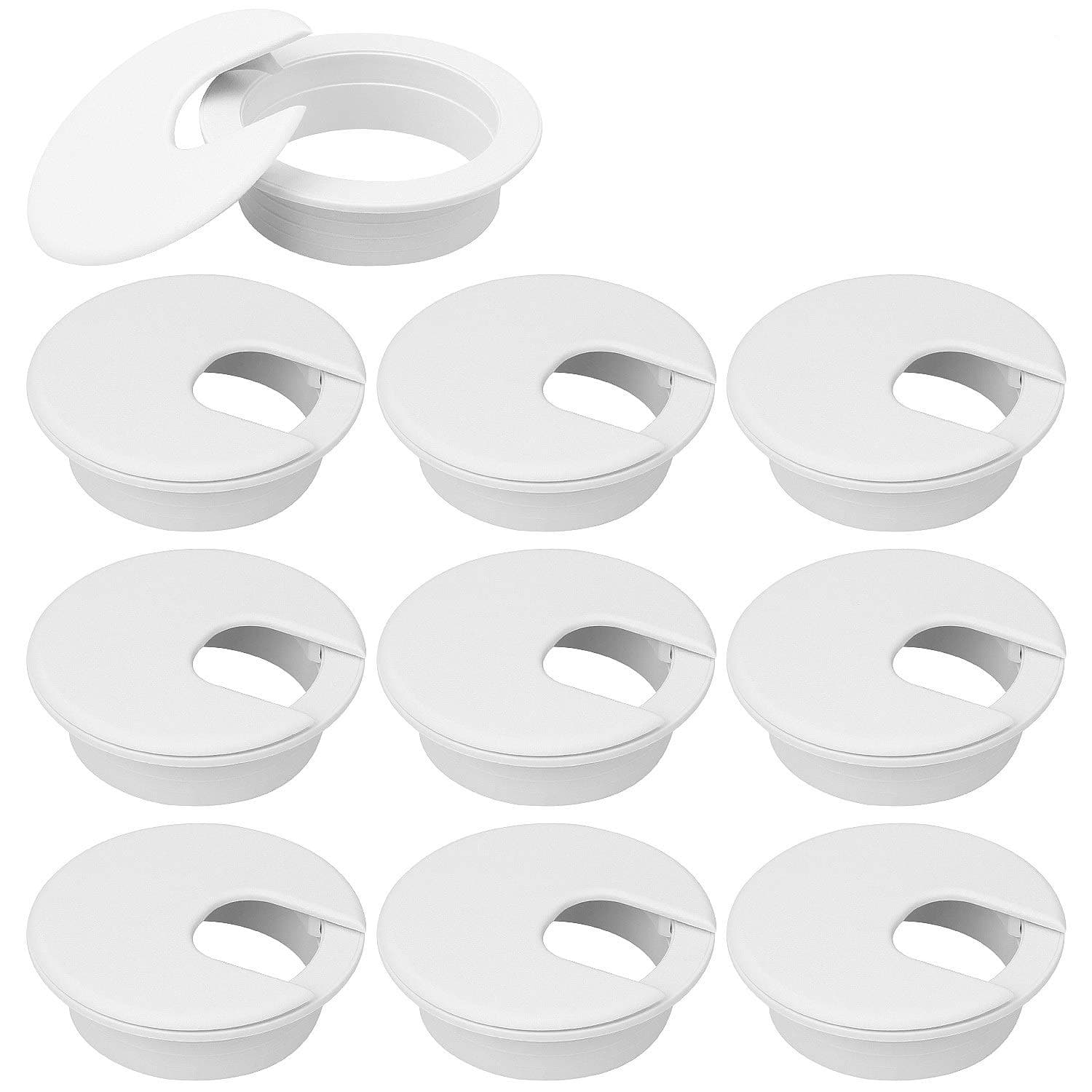 20Pack 2” Desk Grommet White, Plastic Wire Organizer Caps Office Desk Wire Grommet, Durable Desk Cord Cable Hole Cover Grommet for Office Desk, Entertainment Centers, TV Stands, Tabletops