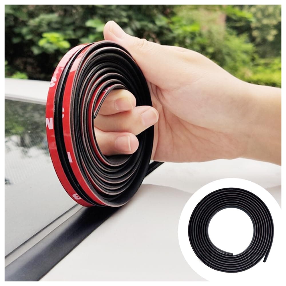 16.4Ft Car Weather Stripping,T-Shape Cuttable Car Windshield Trim Sunroof Seal with Self Adhesive,Waterproof Rubber Edge Trim for Cars Trucks SUVs,Keeps Car Interior Tidy and Quieter