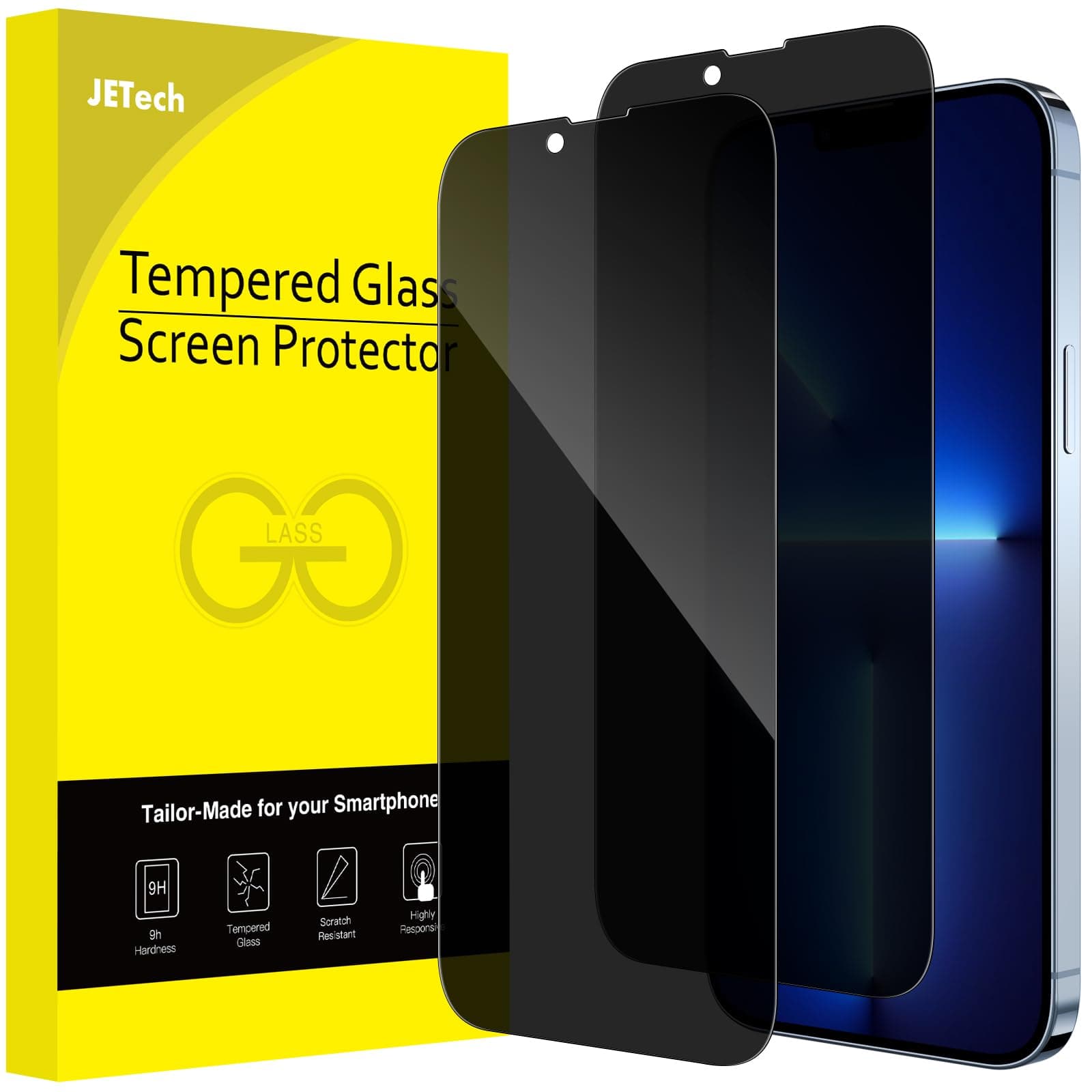 Privacy Full Coverage Screen Protector for iPhone 13 Pro Max 6.7-Inch, Anti-Spy Tempered Glass Film, Edge to Edge Protection Case-Friendly, 2-Pack
