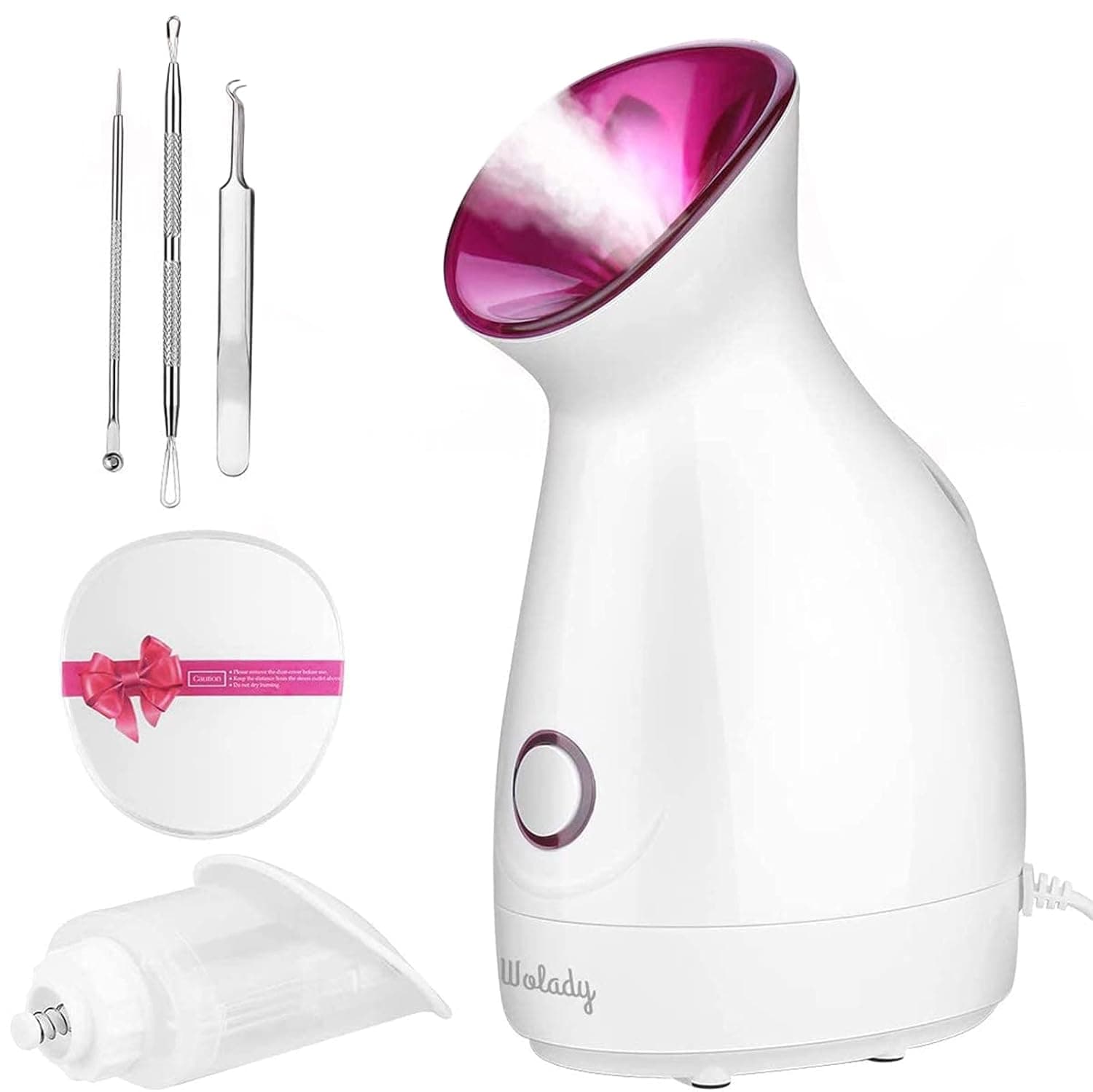 Nano Ionic Face Steamer, 3 in 1 Home Sauna SPA Facial Steamer, Pink, Stainless Steel, Pore Treatment, Facial Steamer