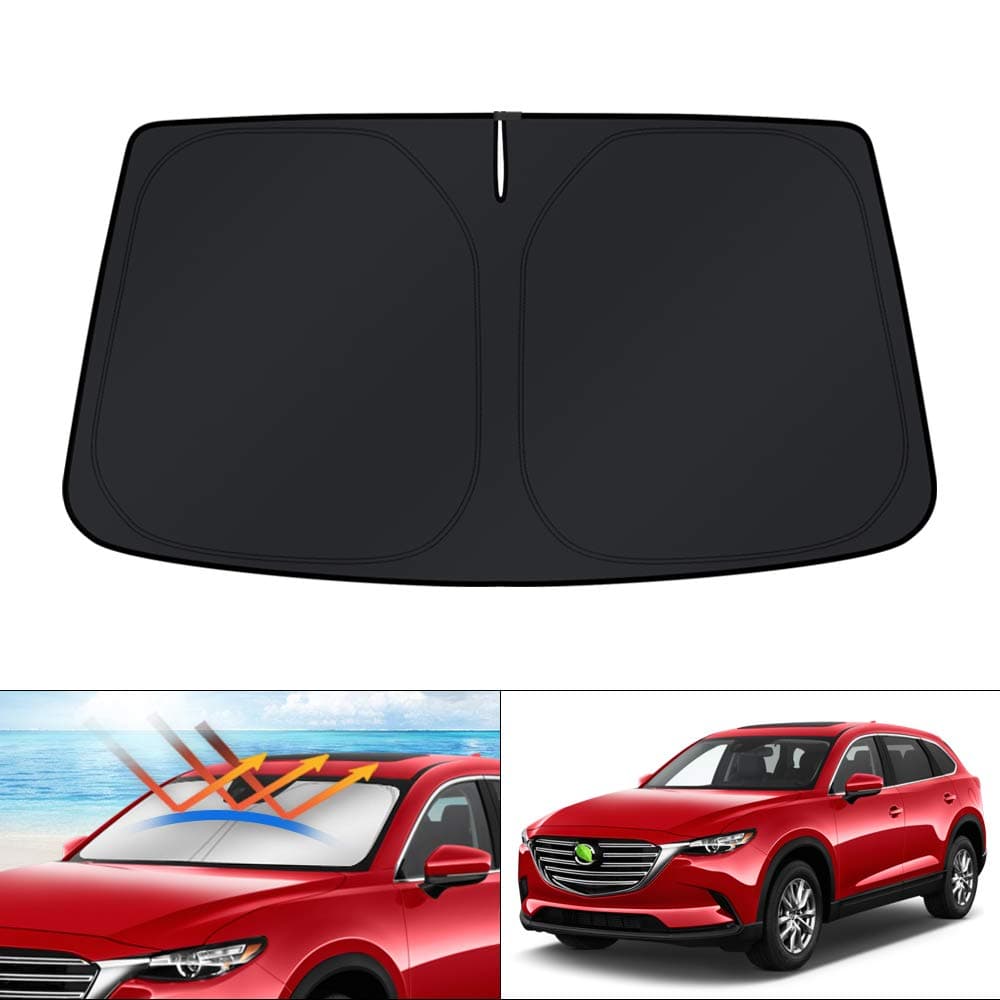 KUST Windshield Sun Shade for Mazda CX-9 2016-2024 CX9 Accessories Sunshade Window Sun Visor Protector Foldable Blocks UV Rays Keep Your Car Cool