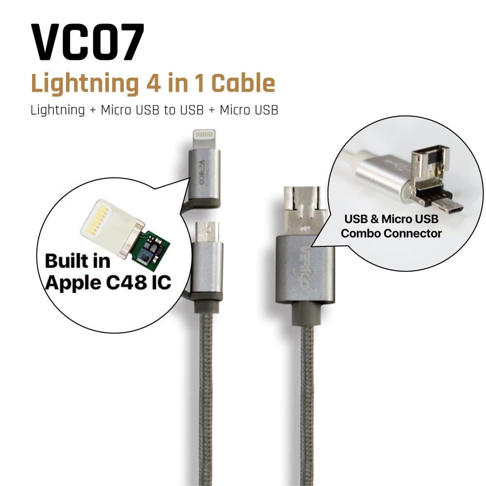 Verico VC07 Lightning 4 in 1 cable ( Lightning + Micro USB to USB + Micro USB )