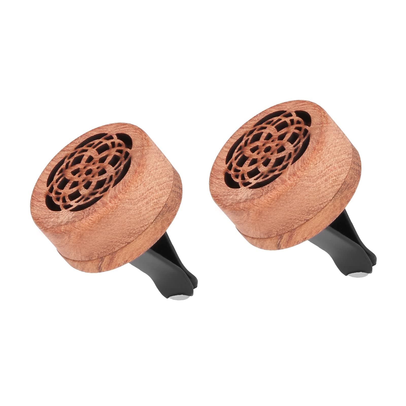 ORIA Essential Oil Car Diffuser, Wooden Flower Car Diffuser, Mini Portable Car Diffuser with Back Clip Design, Car Accessories for Women, 2 Pcs