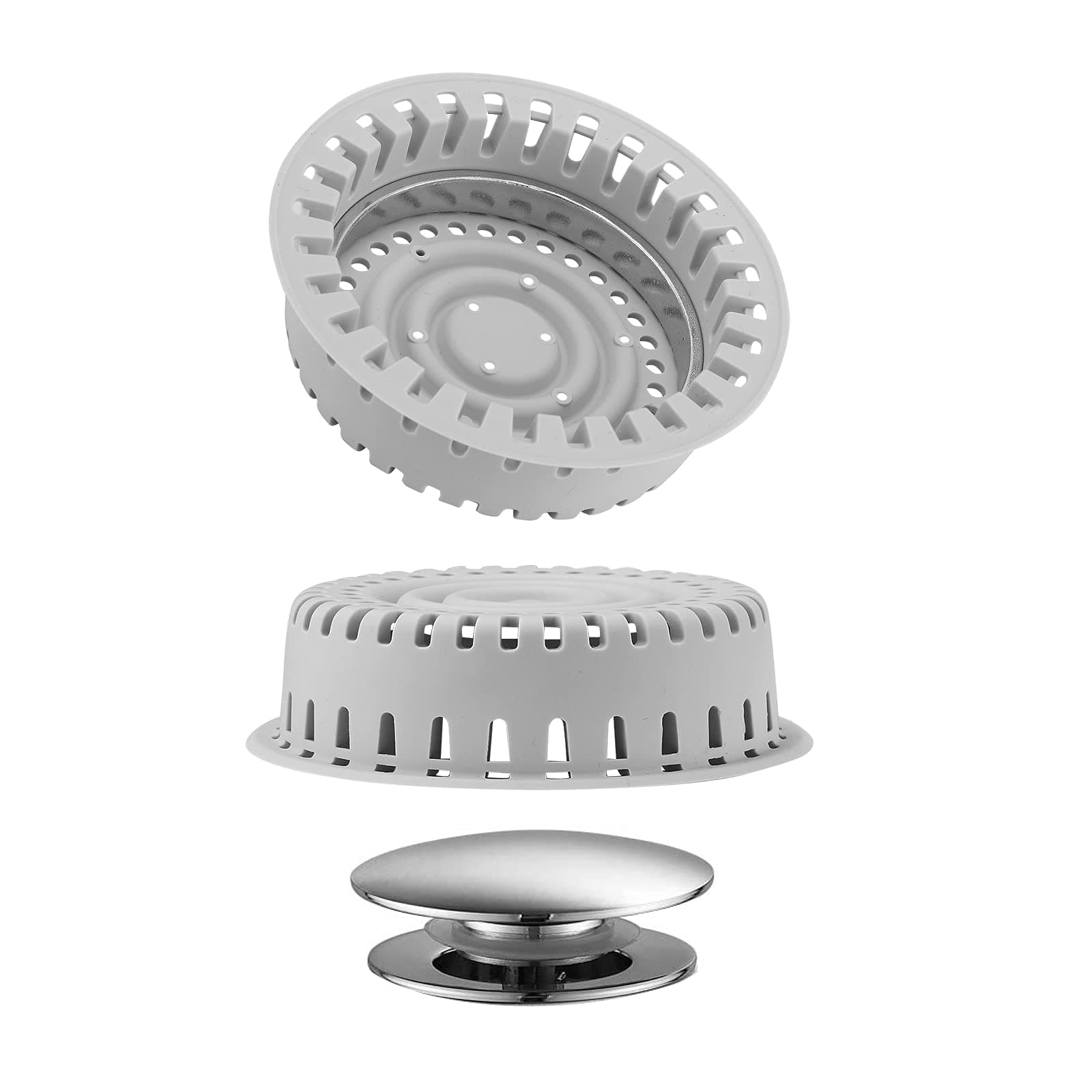 Drain Hair Catcher, Drain Protector for Pop-Up and Regular Drains to Prevent Clogs, Effective Drain Hair Catcher Without Slowing Drainage Suitable for Kitchen, Bathtub, Sink, Grey