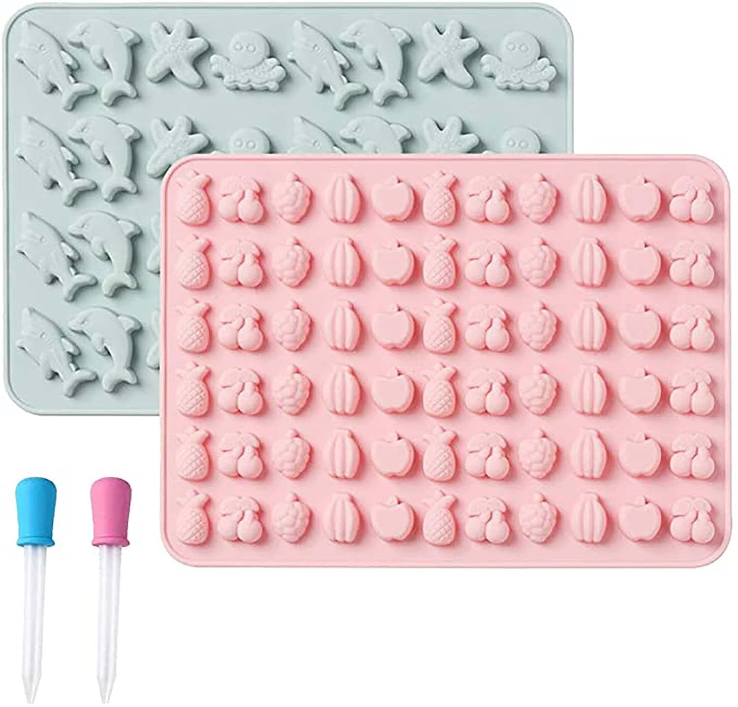 KASTWAVE Candy Molds Non-Stick Baking Mold, Silicone Candy Molds Silicone Chocolate Molds, Ice Cube Trays Gummy Molds Candy Maker, Jelly Moulds Fruit, for Cookies Baking Mold Mat Cooking Sheets