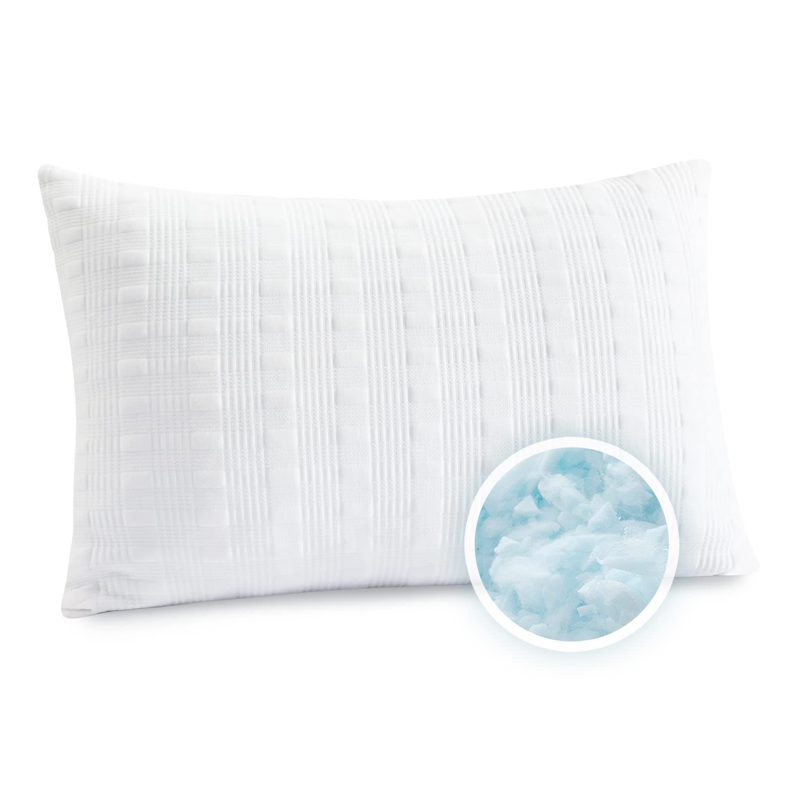 Cooling Pillows for Sleeping Standrad Size,Shredded Memory Foam Bed Pillow with Double Sided Material Pillow Case,Adjustable Loft-Slow Rebound Standard Pillow for Side & Back Sleeper (Standard,1 Pack)