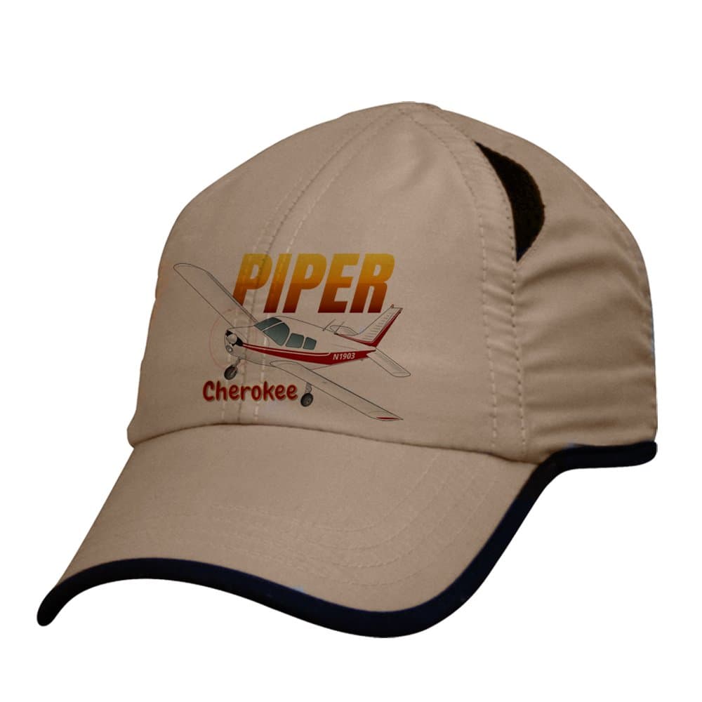 Piper Cherokee Cap Custom Airplane Pilot Hat - Personalized with Your N# (Tan)