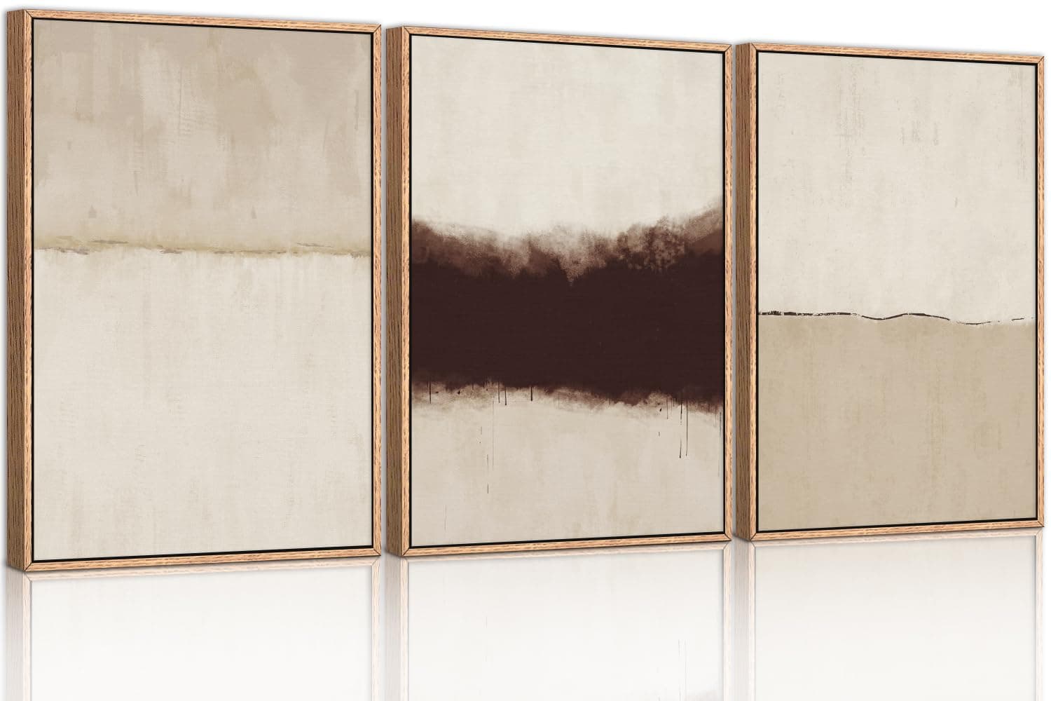 CHDITB Large Abstract Framed Canvas Wall Art Set, Modern Neutral Wall Decor, Minimalist Textured Wall Painting, Beige Blown Art Print for Living Room, Bedroom, Dining Room, Office, Bathroom -16"x24"x3