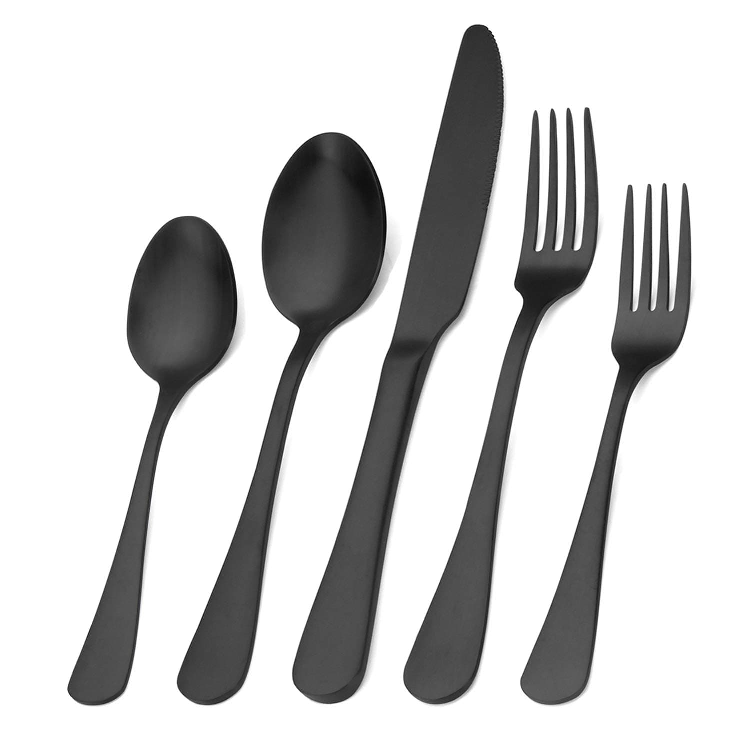 - Matte Black Silverware Set, Satin Finish 20-Piece Stainless Steel Flatware Set,Kitchen Utensil Set Service for 4,Tableware Cutlery Set for Home and Restaurant, Dishwasher Safe