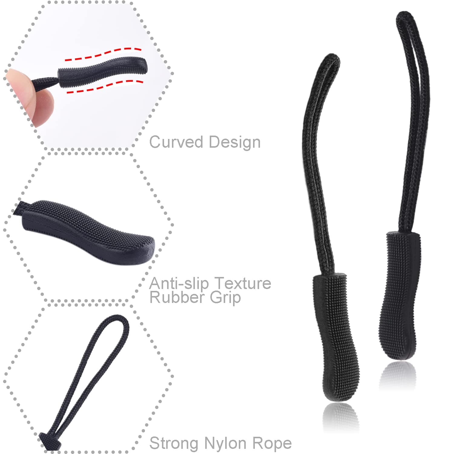 12パック ジッパープル 交換用 ブラック