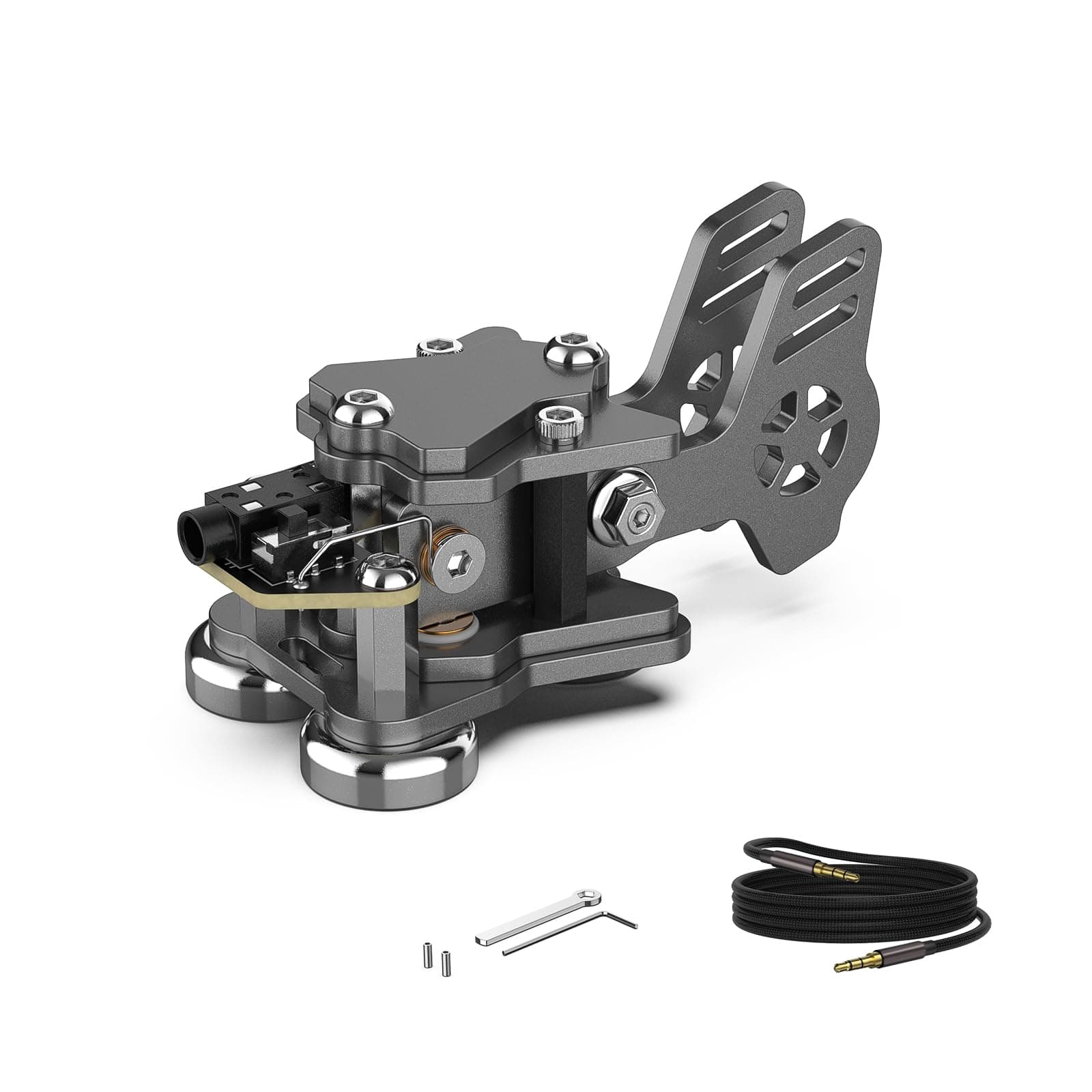 Mini Key Morse Radio HAM Send Telegram Double Paddle Morse Code Key with Stainless Steel Body Three Neodymium Magnets Base Gray