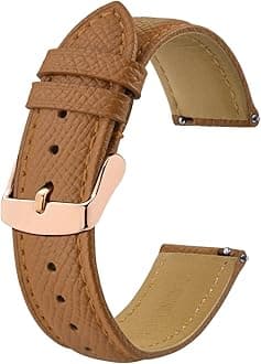 BISONSTRAPWatch Straps with Quick Release, Texture Leather Watchbands for Men Women, 18mm 20mm 22mm