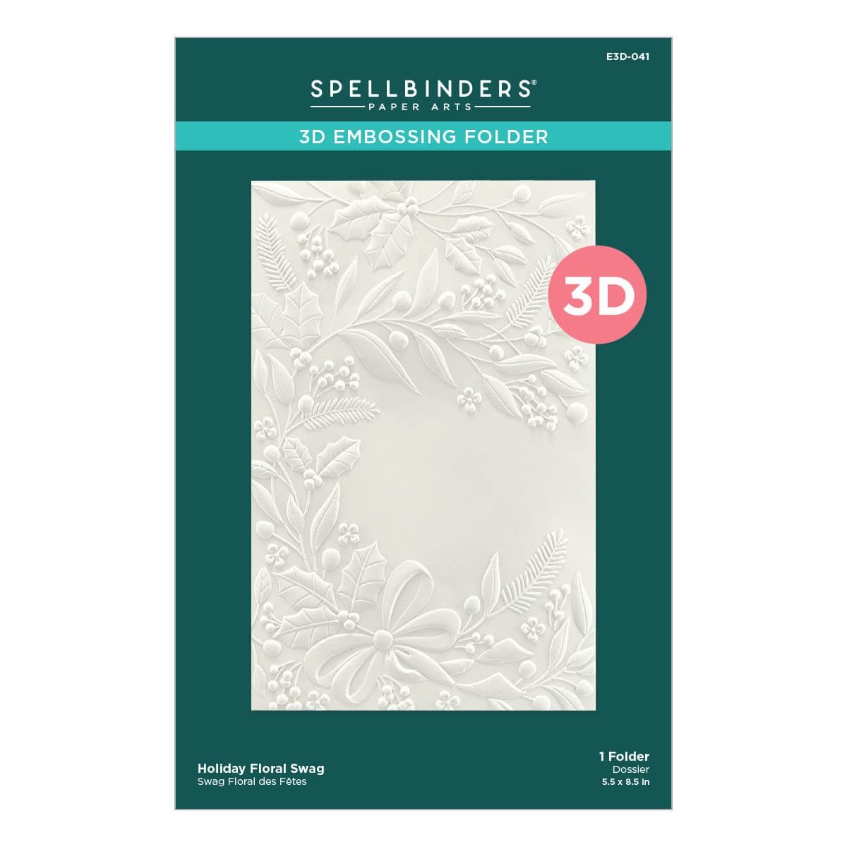 Holiday Floral Swag 3D Embossing Folder, ONE