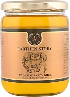 Earthen Story A2 Ghee from Gir Cow 500ml | A2 cow ghee bilona method from curd | 100% Pure, Natural & Healthy | A2 gir cow ghee in Glass Jar | Lab Tested