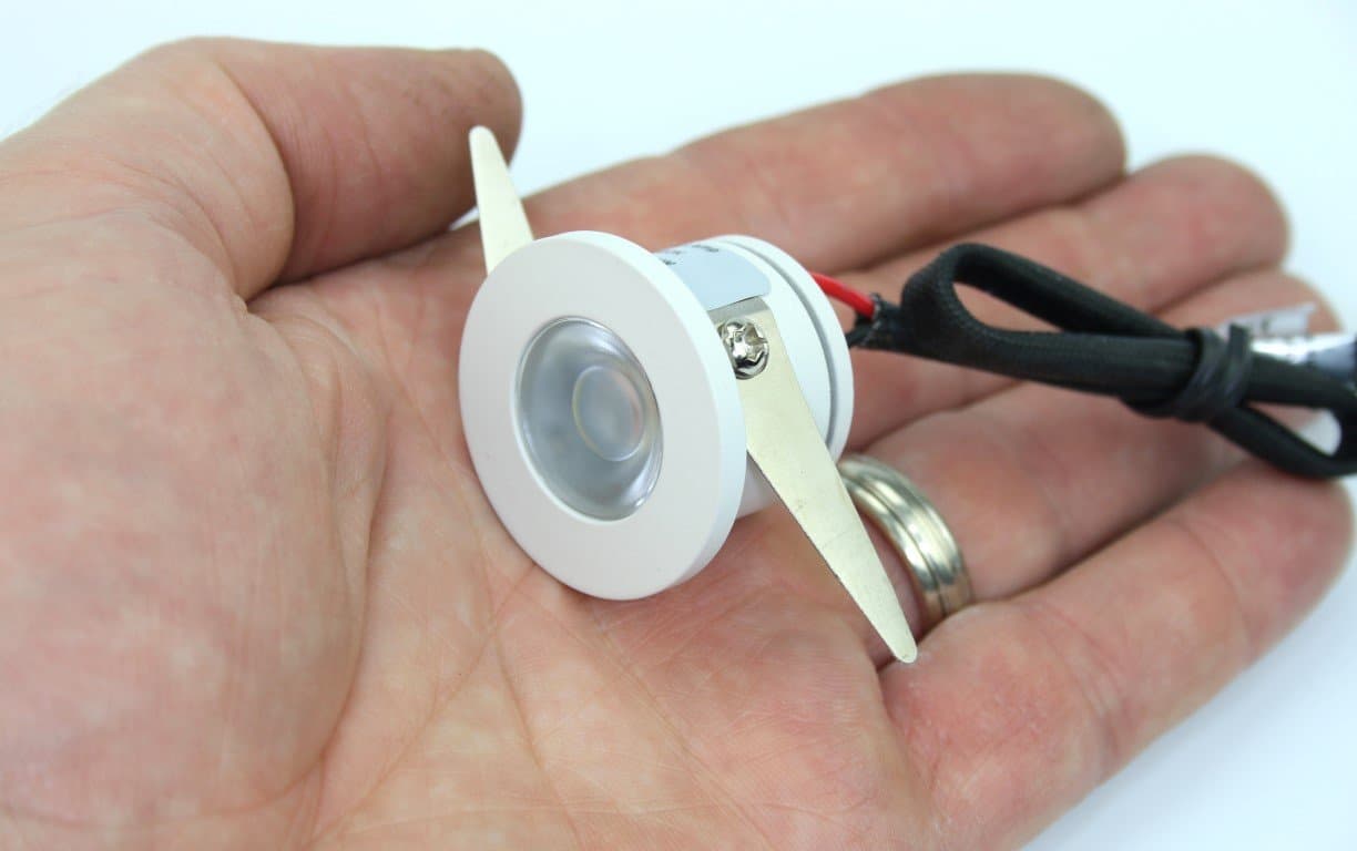 Micro Mini Down Light LED Fixture (90 to 240 VAC) - 1.25" Diameter - 1 Watt Natural White(4000K) LED Down Light for Home, Office, Cabinets, Utility or Task Lighting