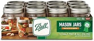 Ball - Regular Mouth 8 Oz. Quilted Crystal Jelly Mason Jars Freezer Safe 12 141769