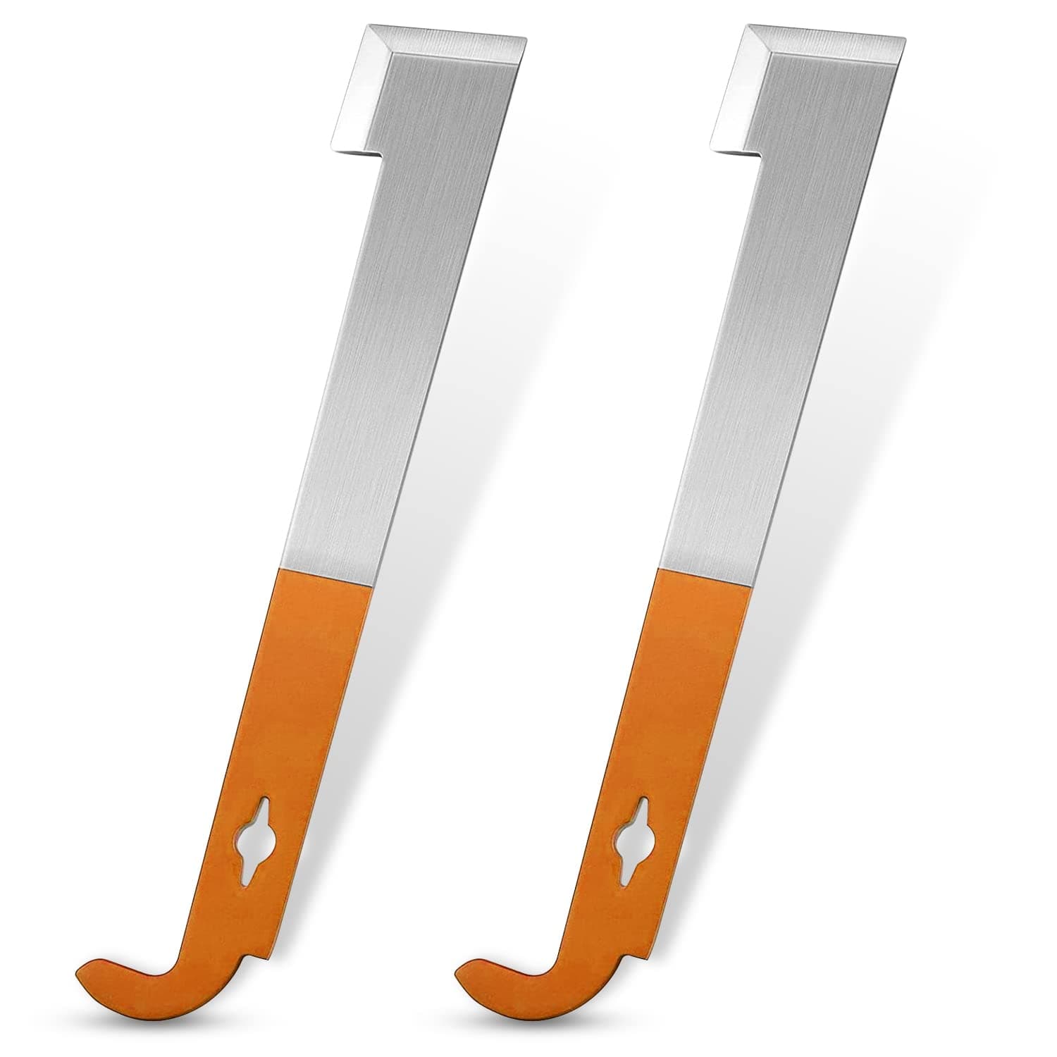 Stainless Steel Beekeepers J Hook Hive Tool with Easy Frame Lifter, Orange Handle and Scraper for Cleaning Your Beekeeping Supplies and Bee Hive, 2 Pack