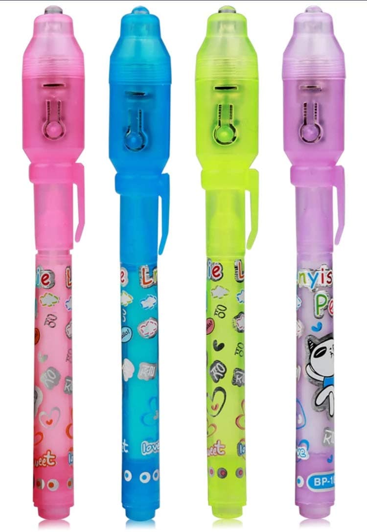 ABS Invisible Magic Pen with UV-Light, Multicolour, Pack of 4