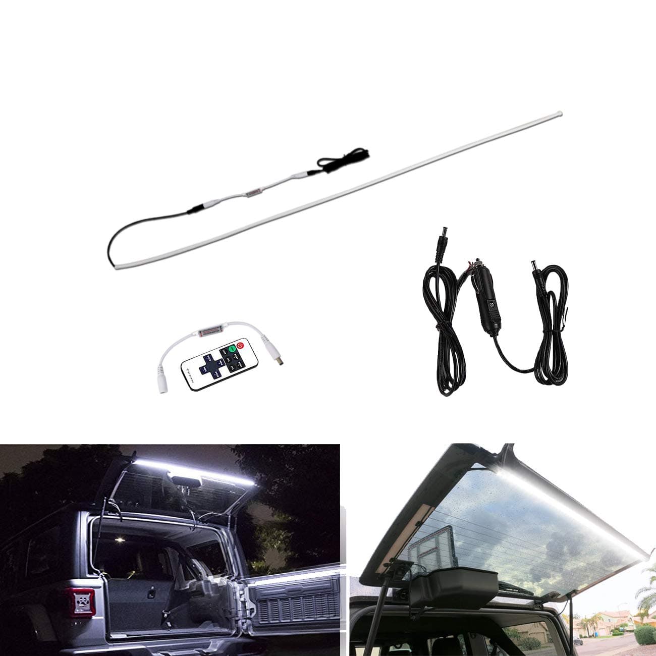 MFC LED Tailgate Windshield Rear Glass Lift Gate Dome Flexible Strip Light Bar for Jeep Wrangler 2007-2019 JK JKU JL JLU Rear Cargo Dome Light (38.58 inch)